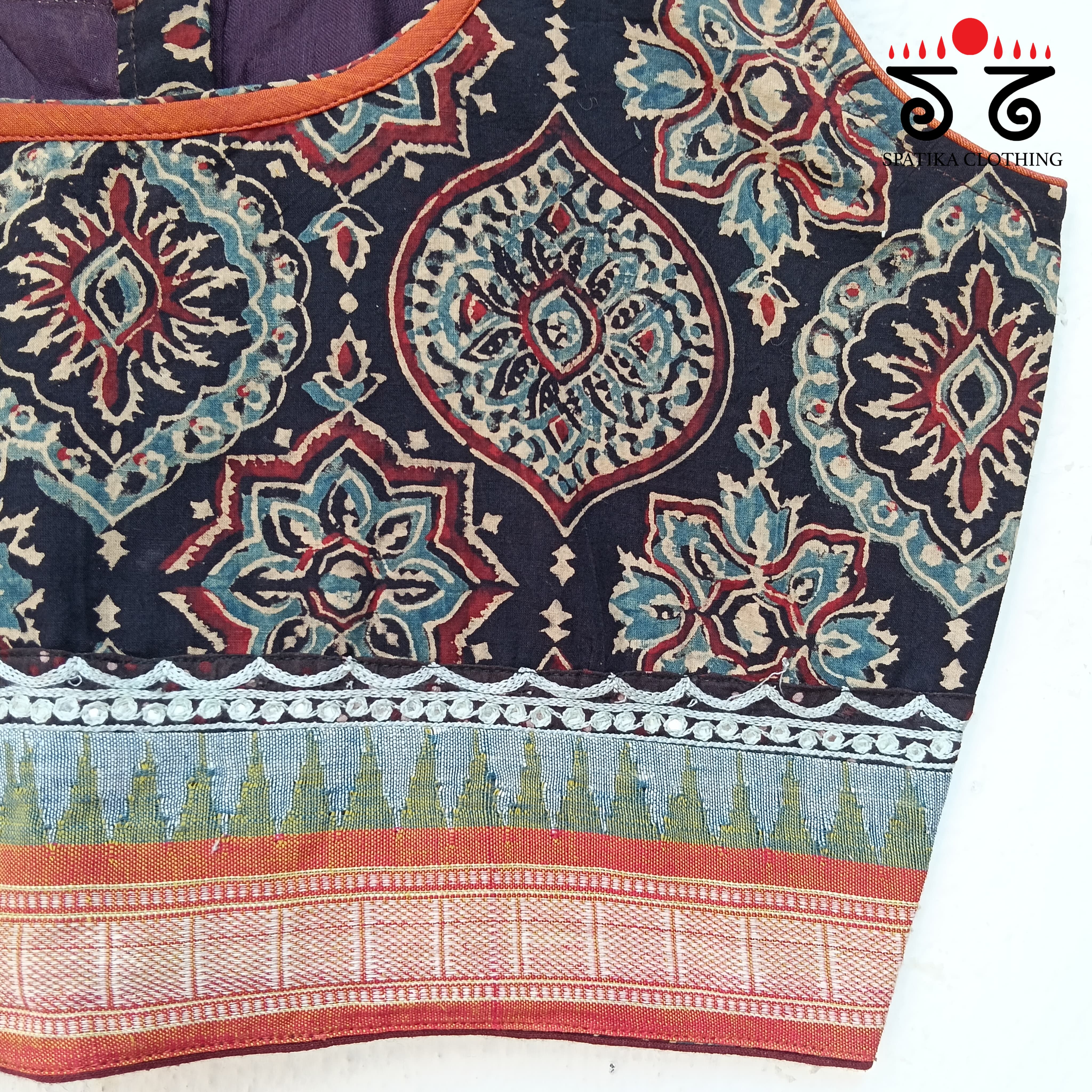 Ajrak Handembroidered Sleeveless Blouse