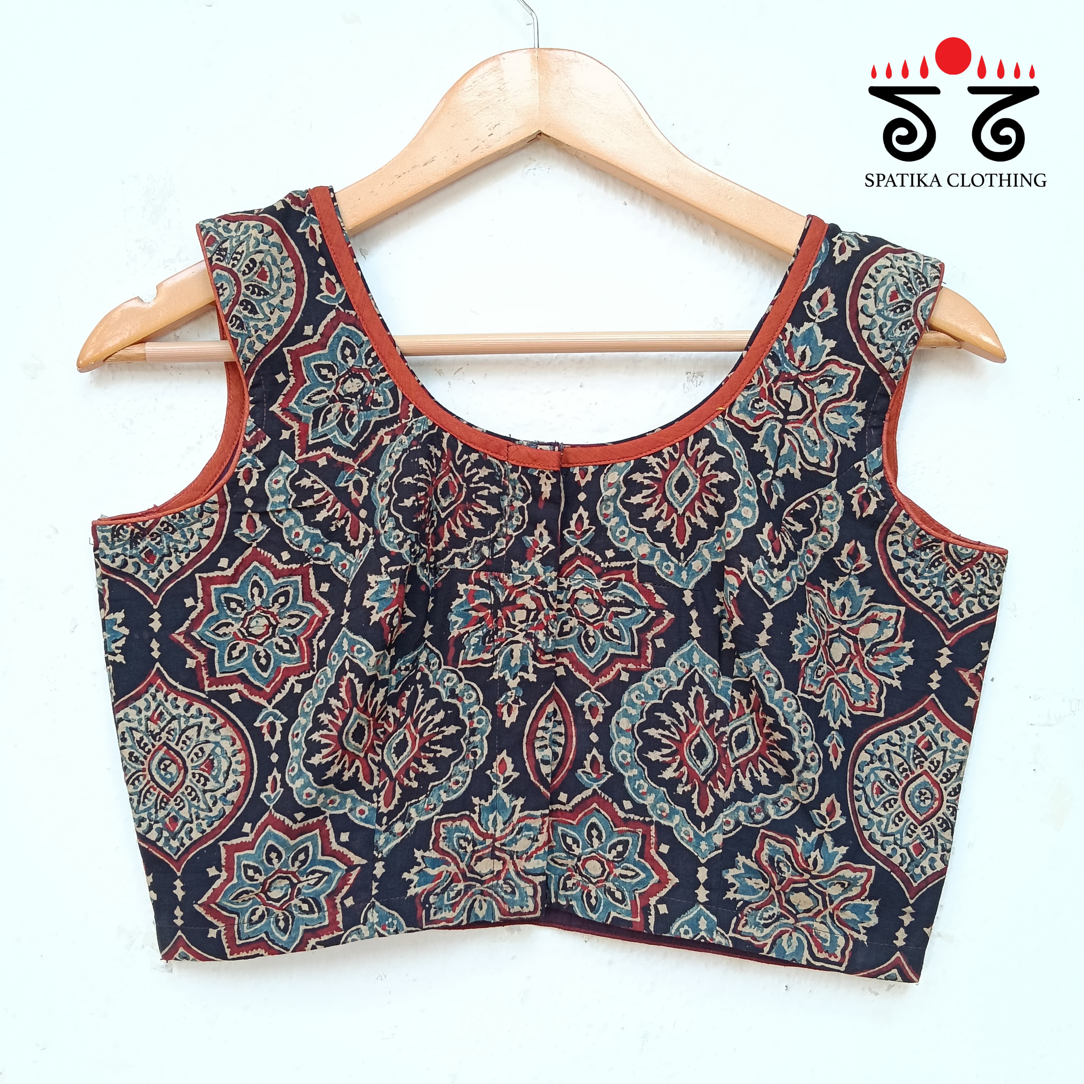 Ajrak Handembroidered Sleeveless Blouse