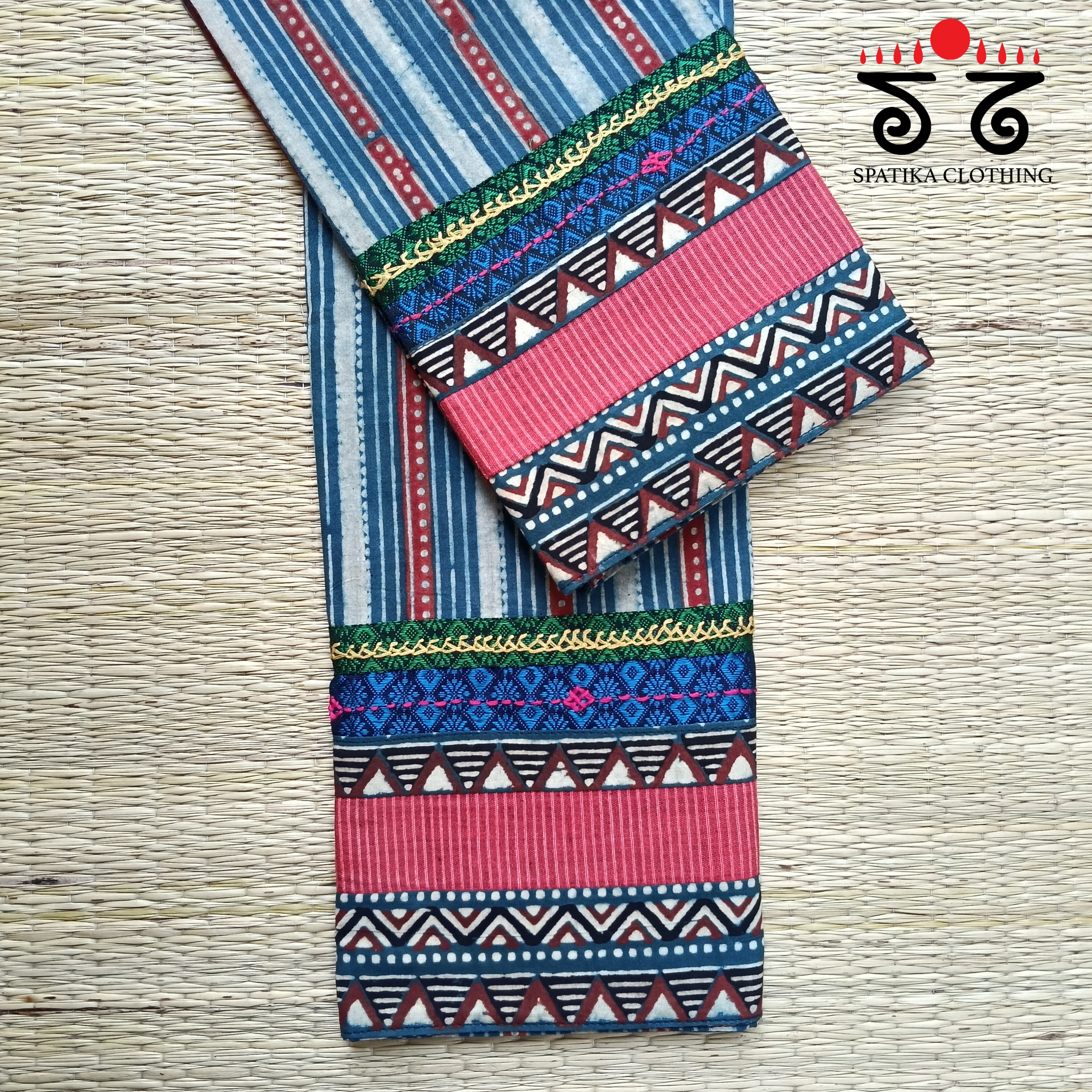 Ajrakh Hand Embroidered Blouse Fabric