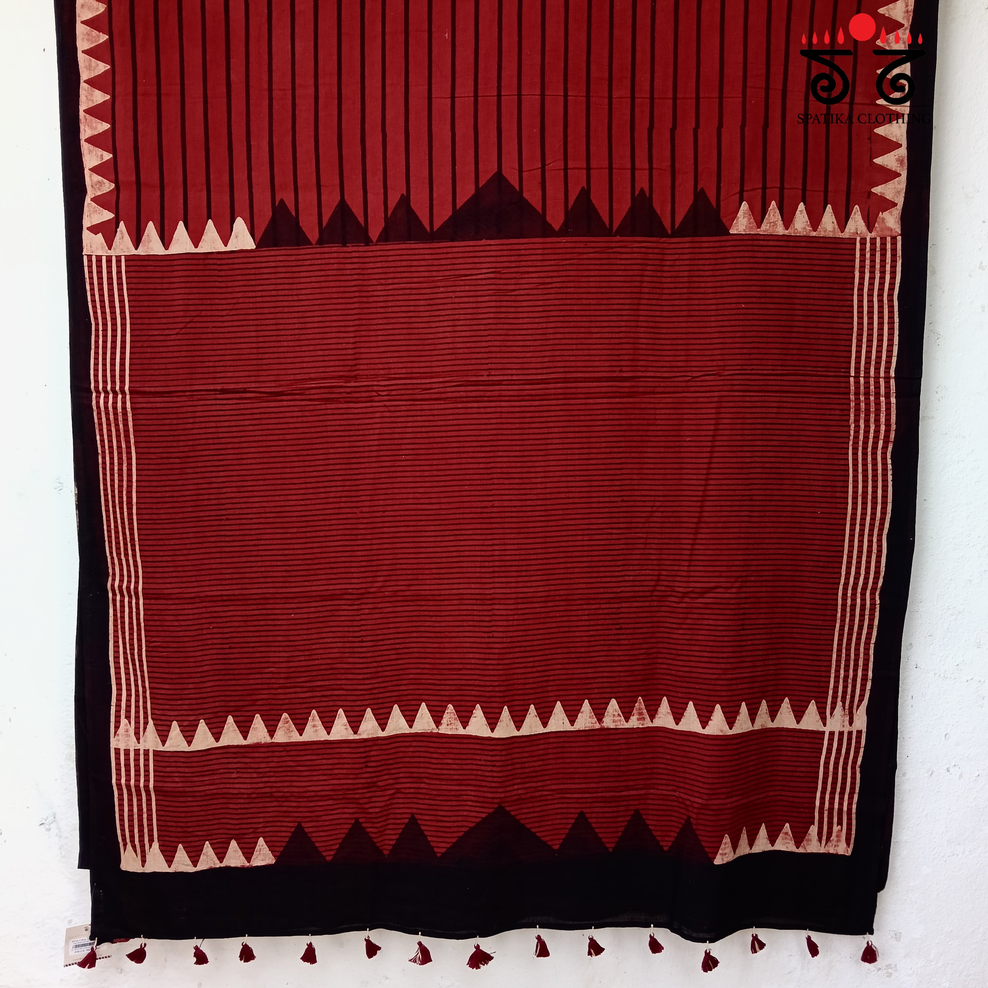 Ajrakh Handblock Printed on Mulmul Cotton Saree