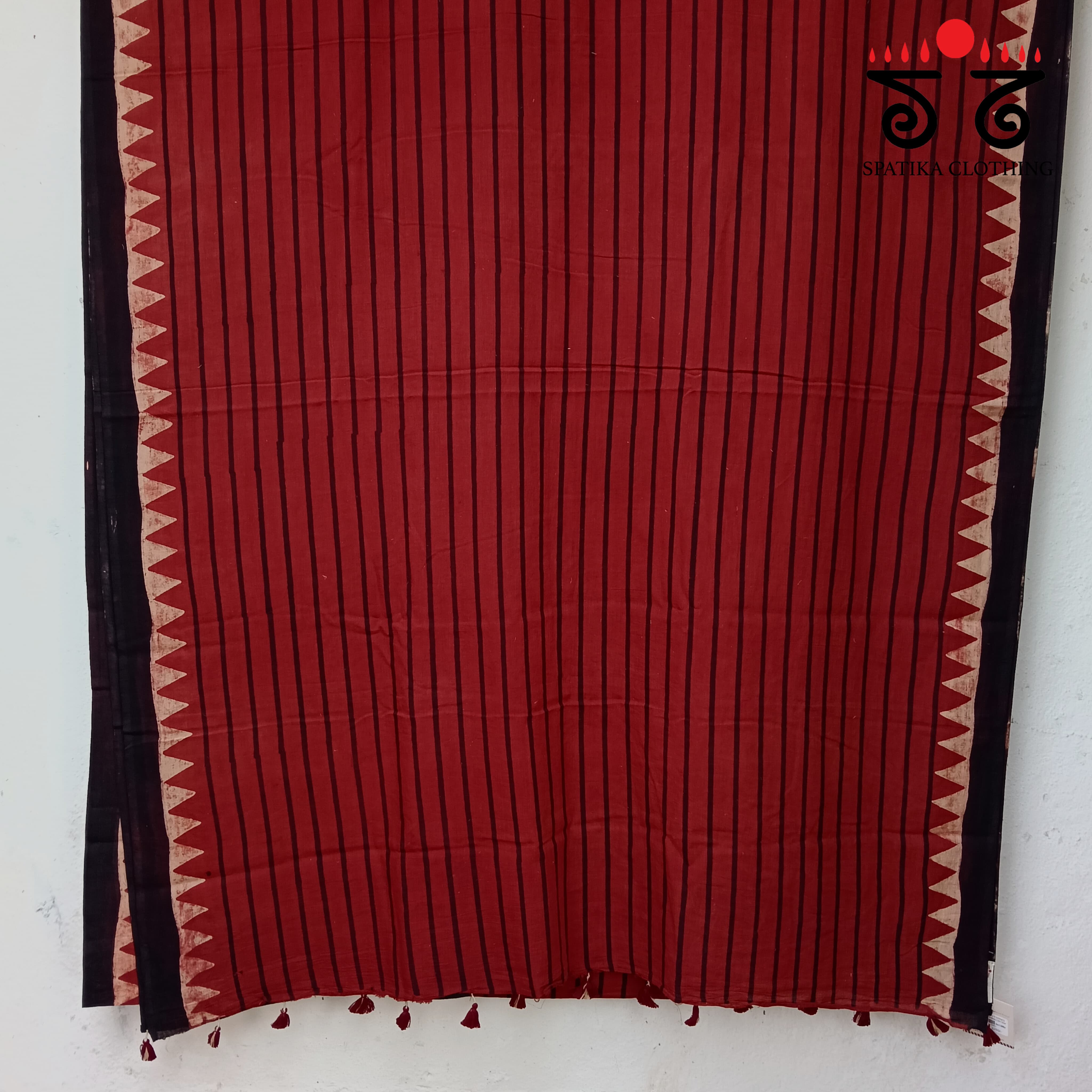 Ajrakh Handblock Printed on Mulmul Cotton Saree