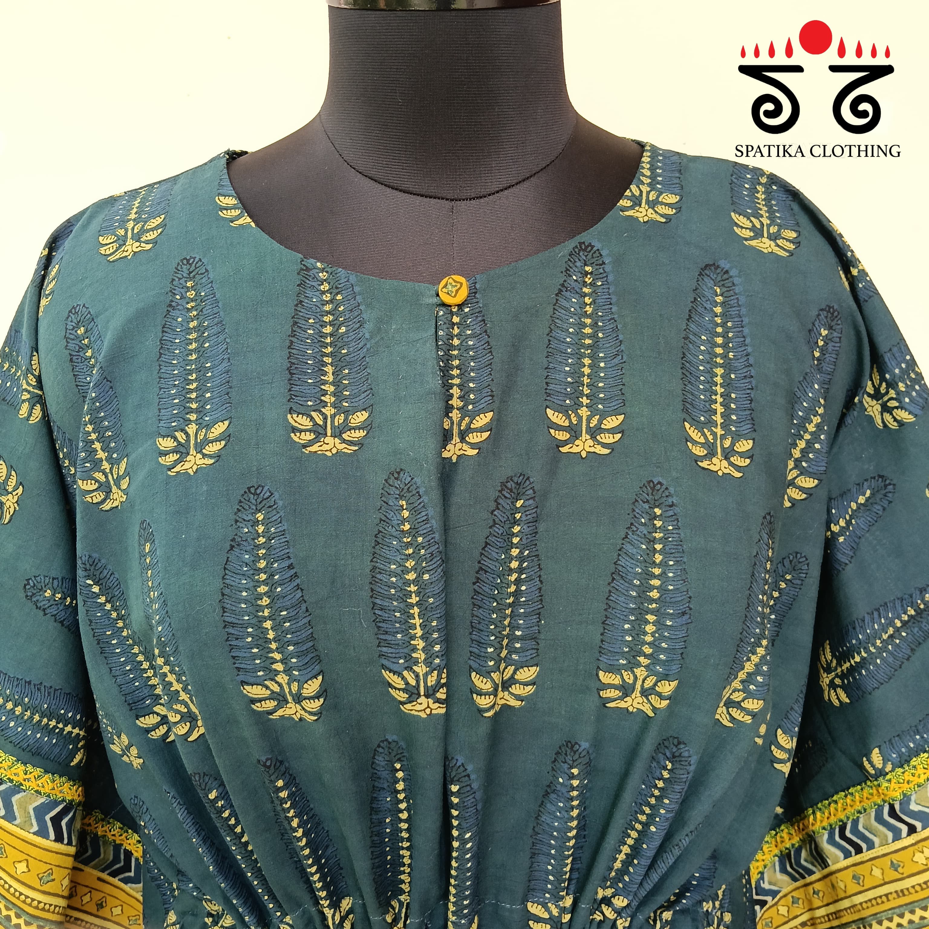Hand=embroidered Kaftan Top