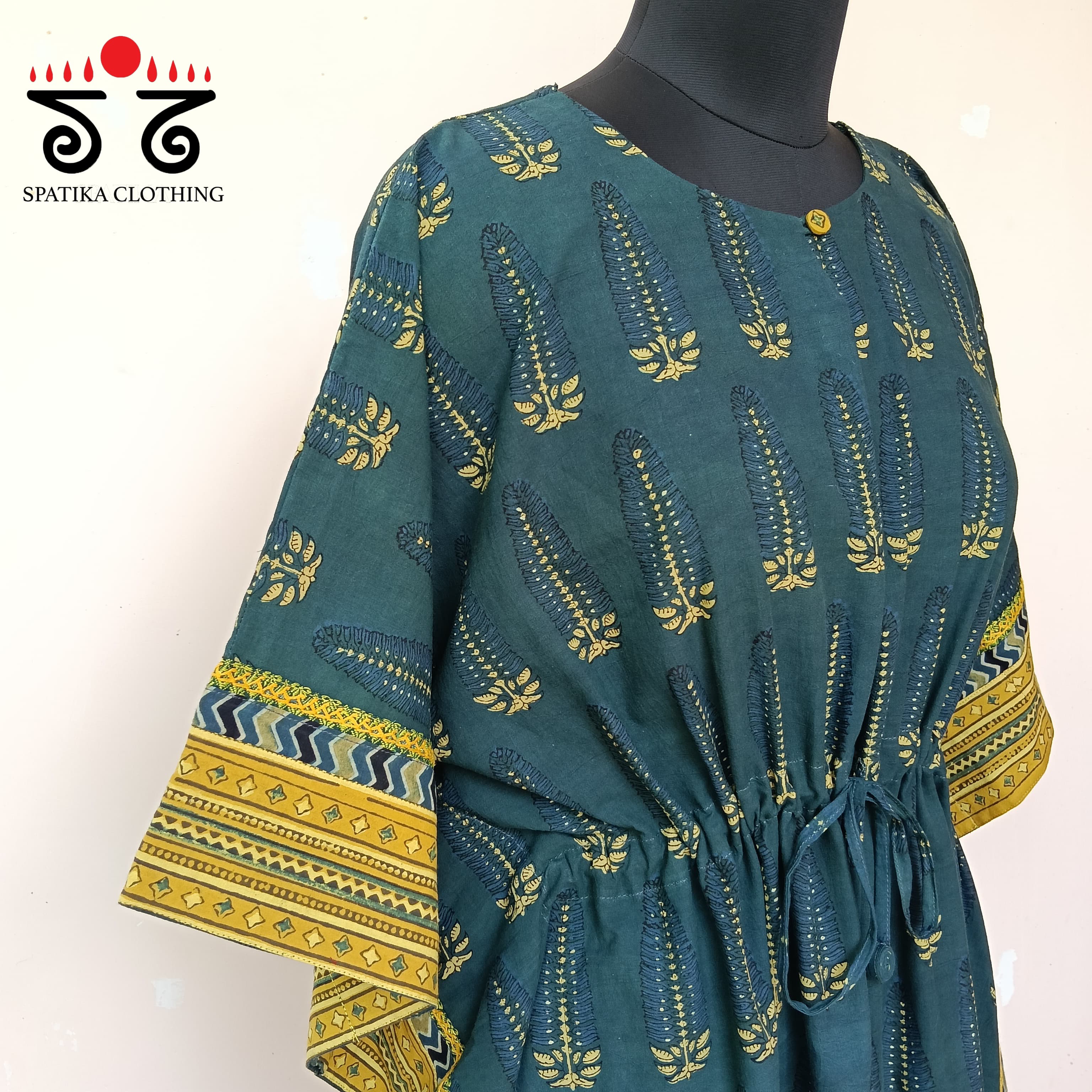 Hand=embroidered Kaftan Top