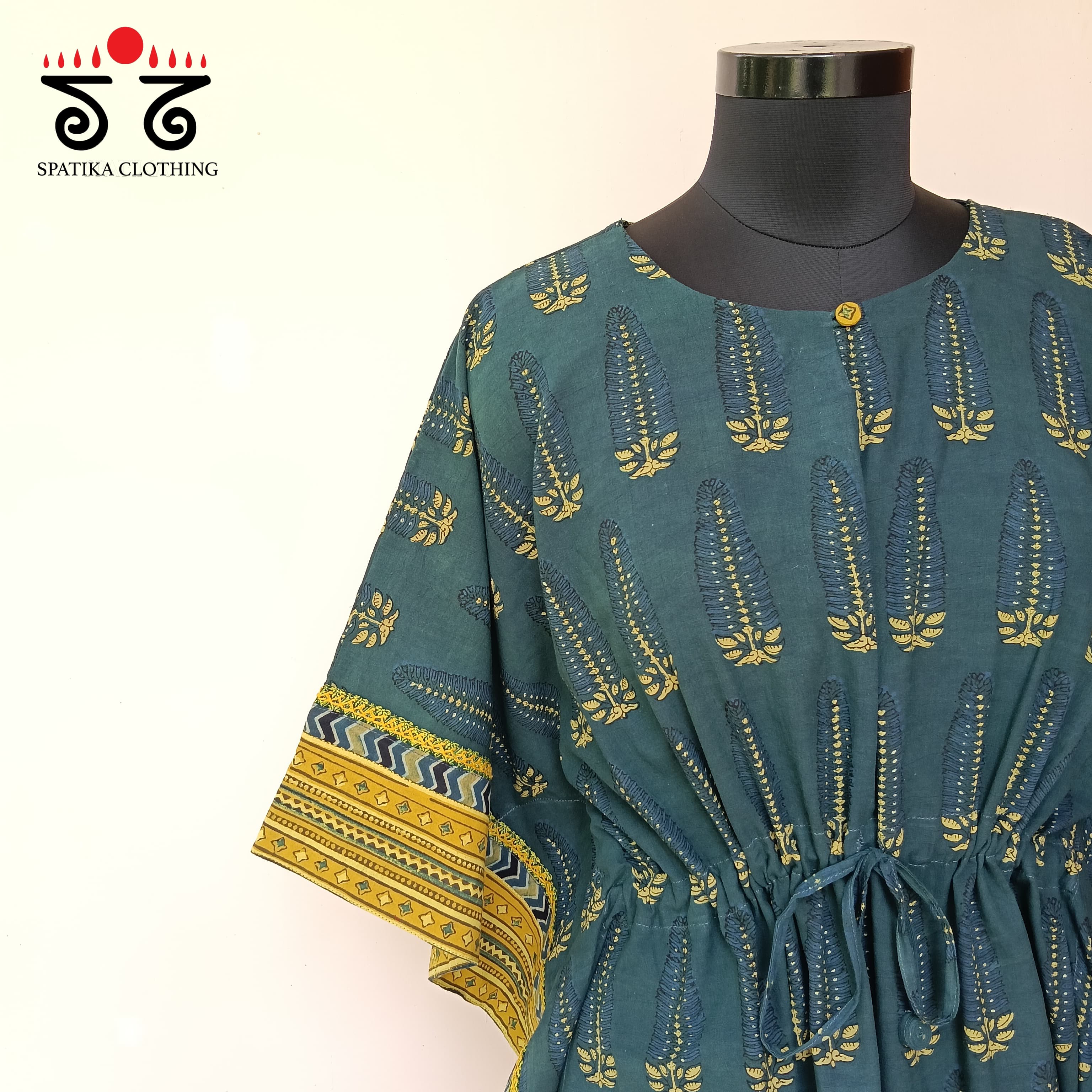 Hand=embroidered Kaftan Top
