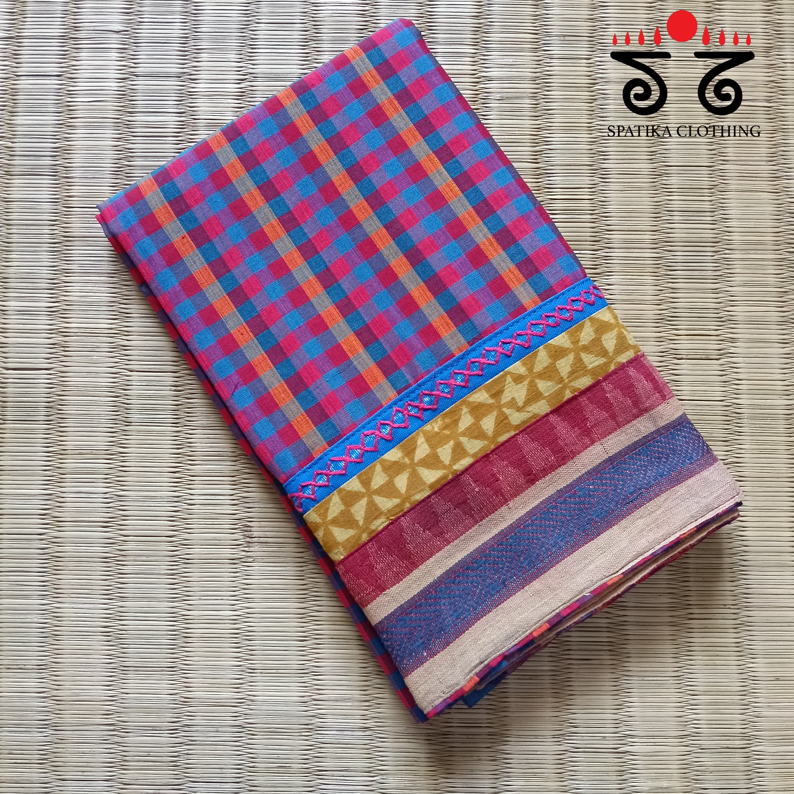 Lambani hand embroidered check Blouse Fabric