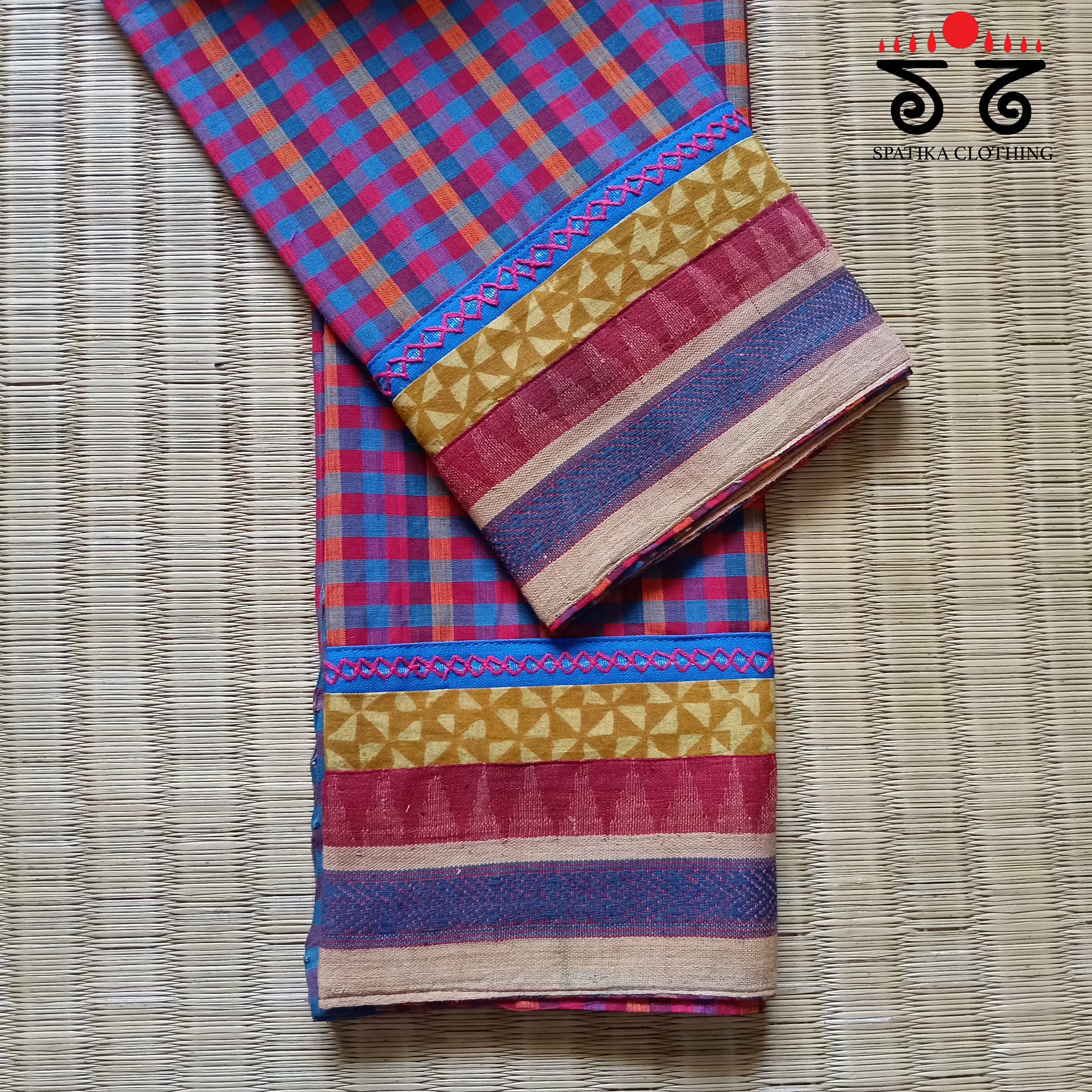 Lambani hand embroidered check Blouse Fabric