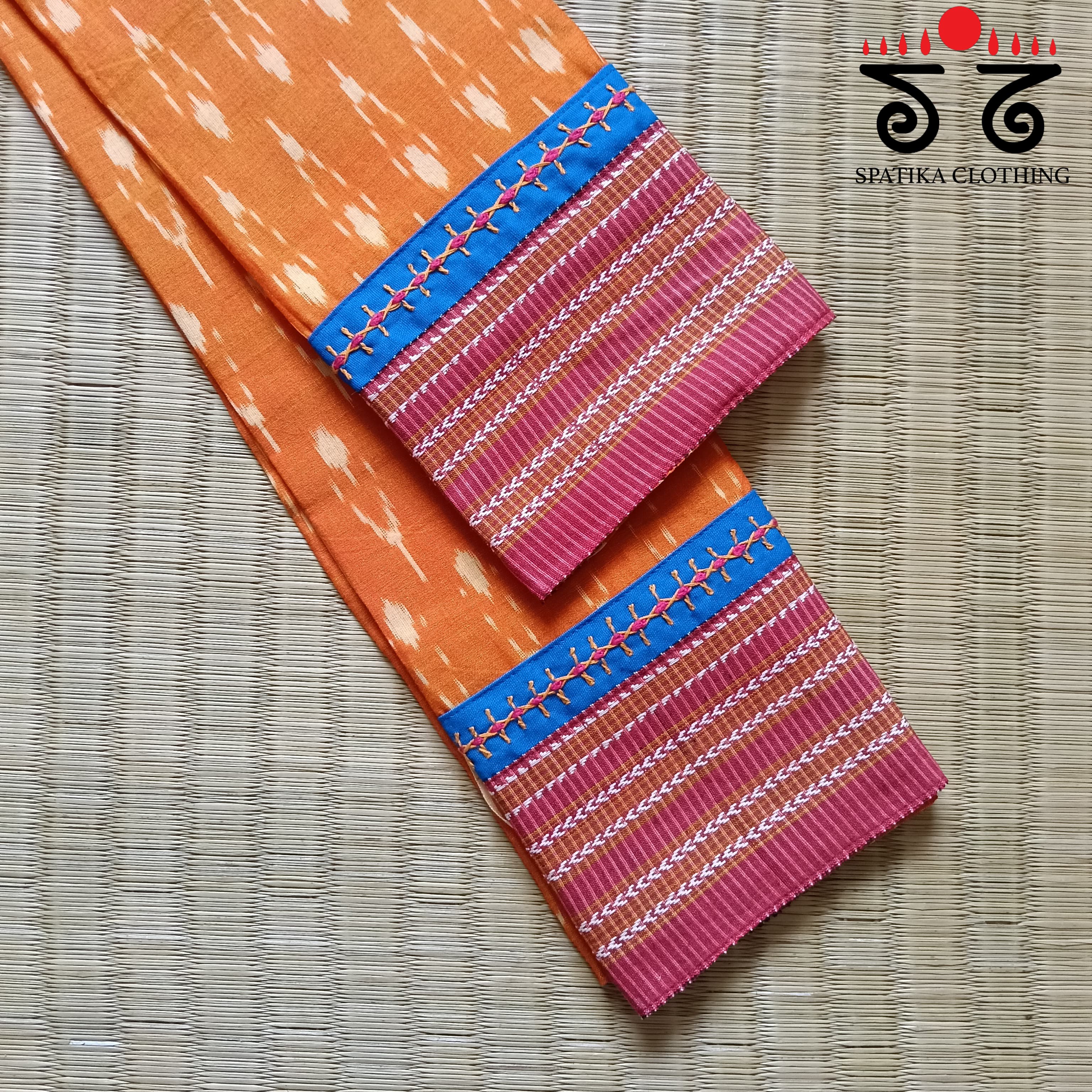 Ikat hand embroidered Blouse Fabric