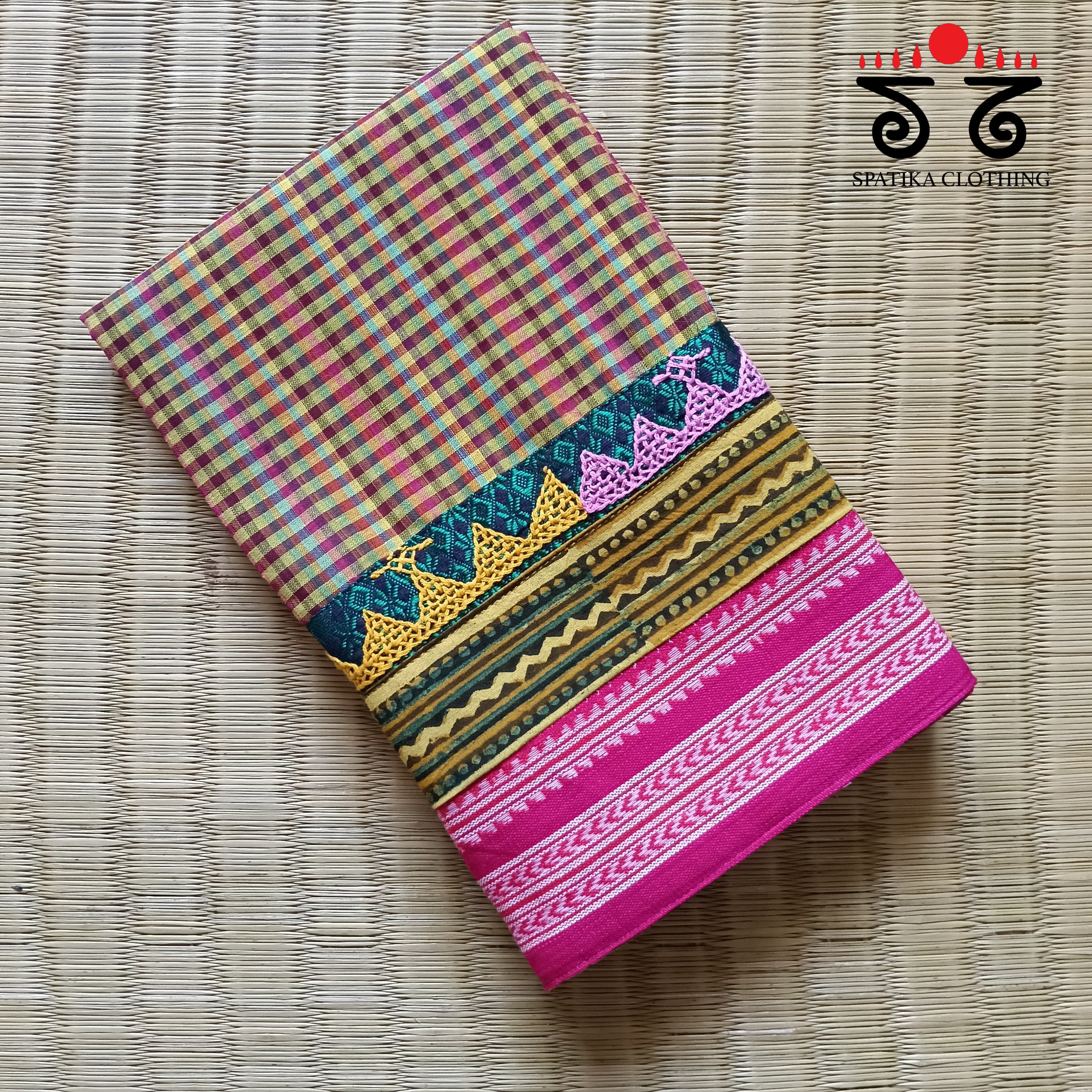 Lambani hand embroidered check Blouse Fabric