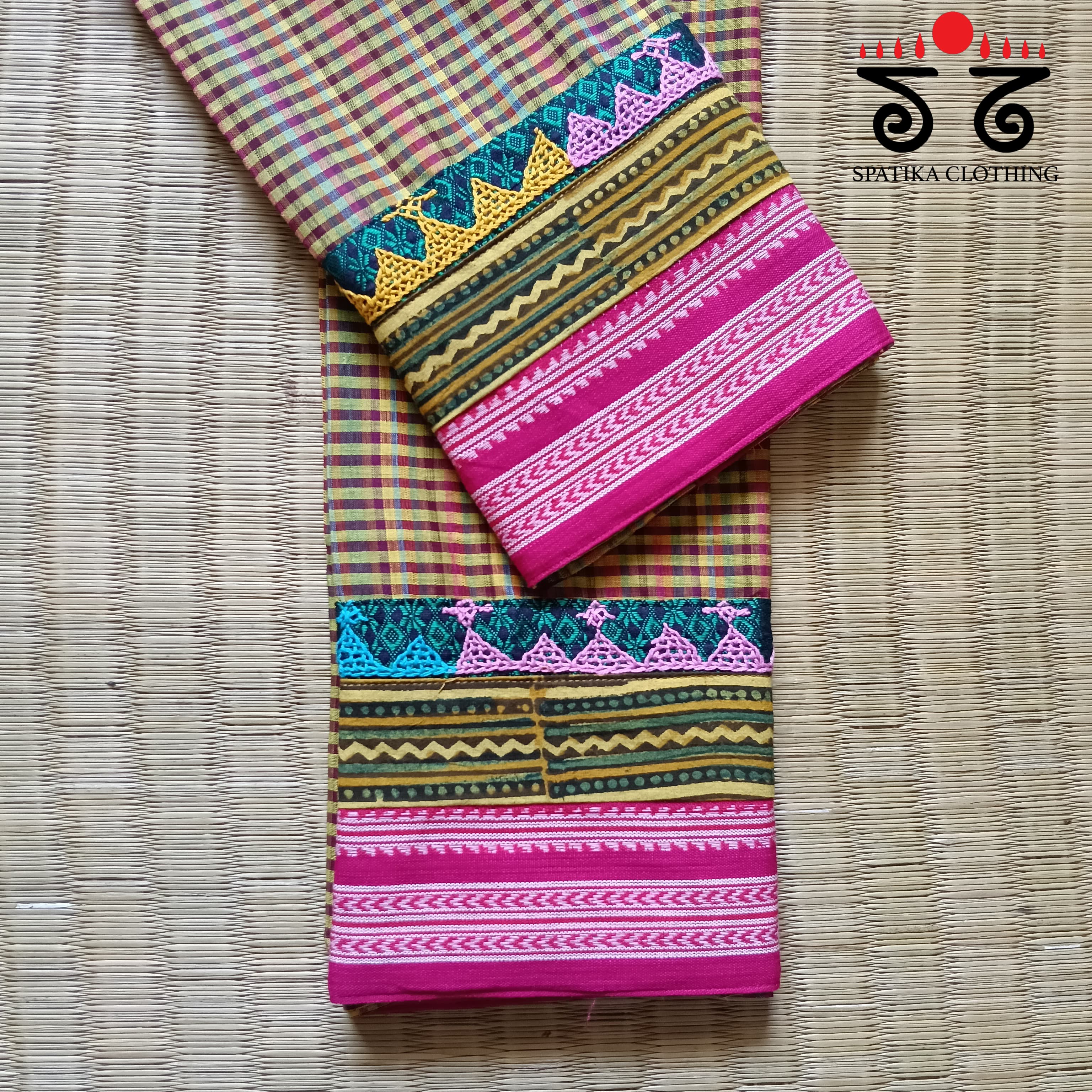 Lambani hand embroidered check Blouse Fabric