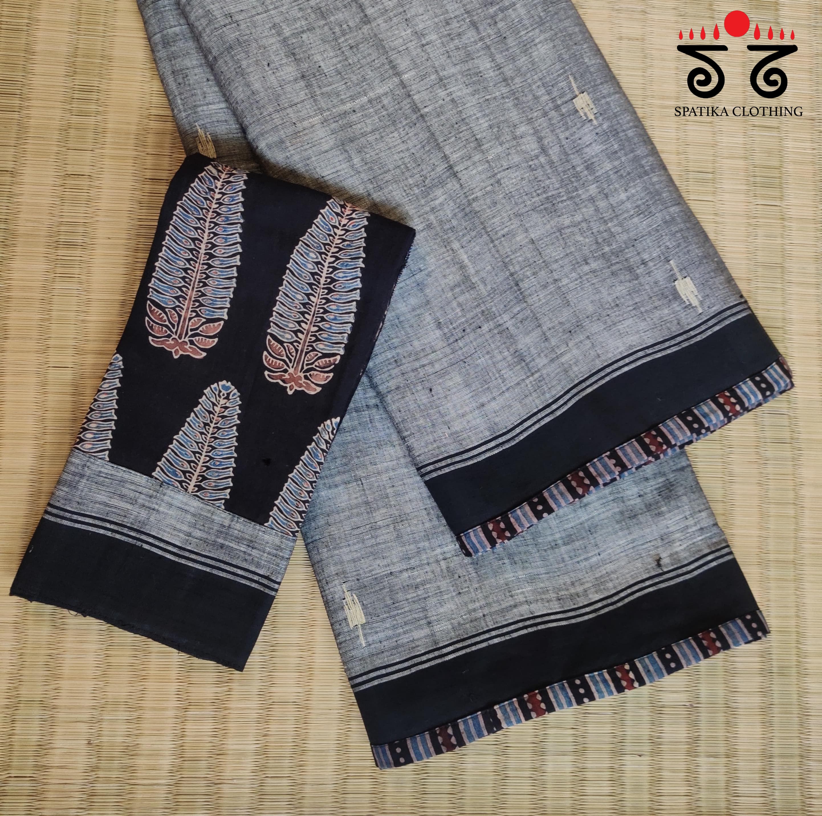 Ponduru-Ajrak Handspun Cotton Saree