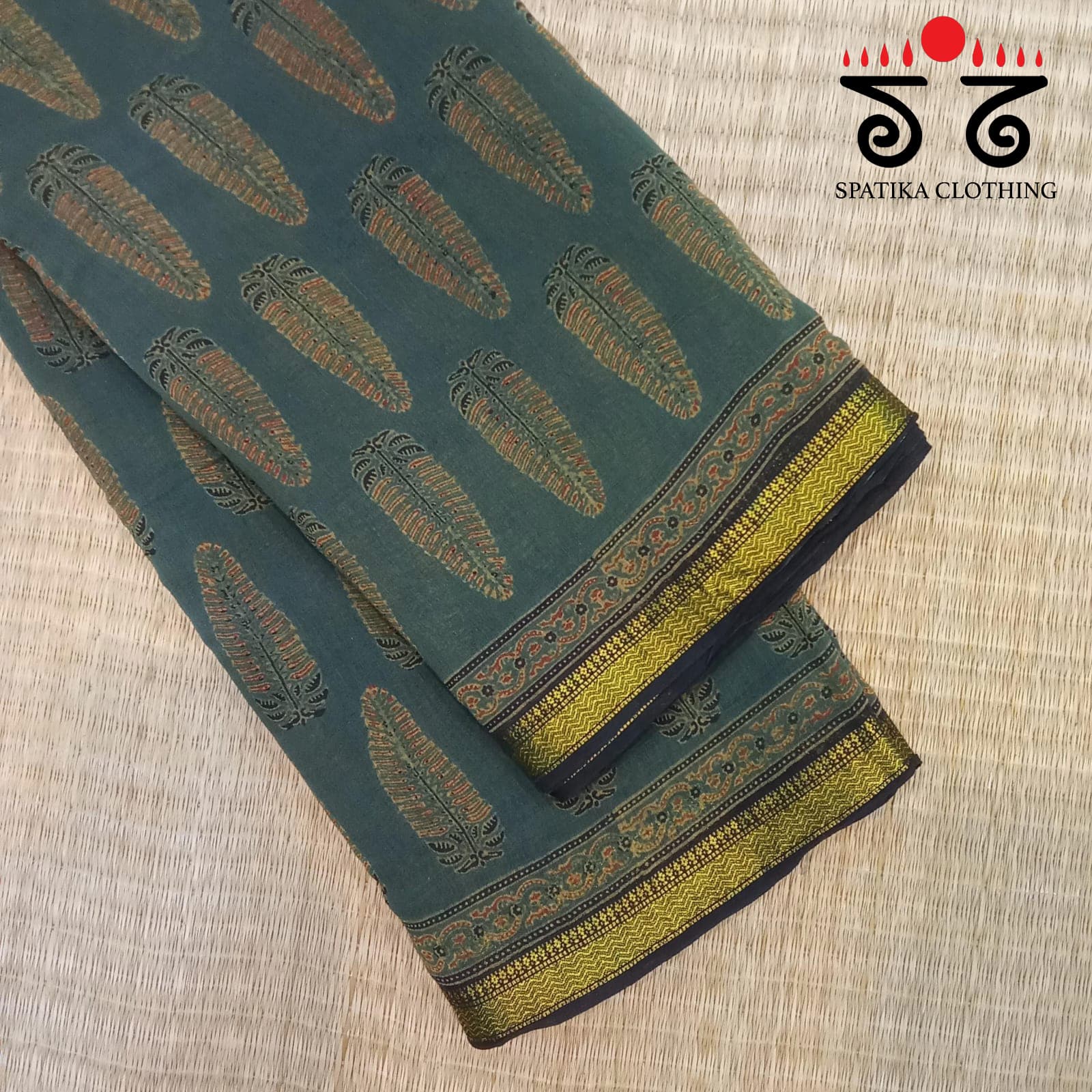 Ajrak Handblock Print on Silk Cotton Saree