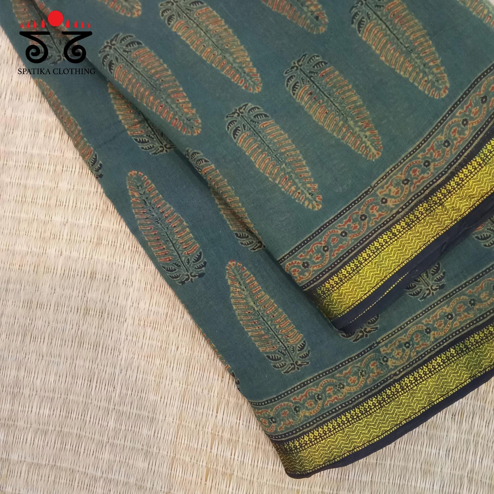 Ajrak Handblock Print on Silk Cotton Saree