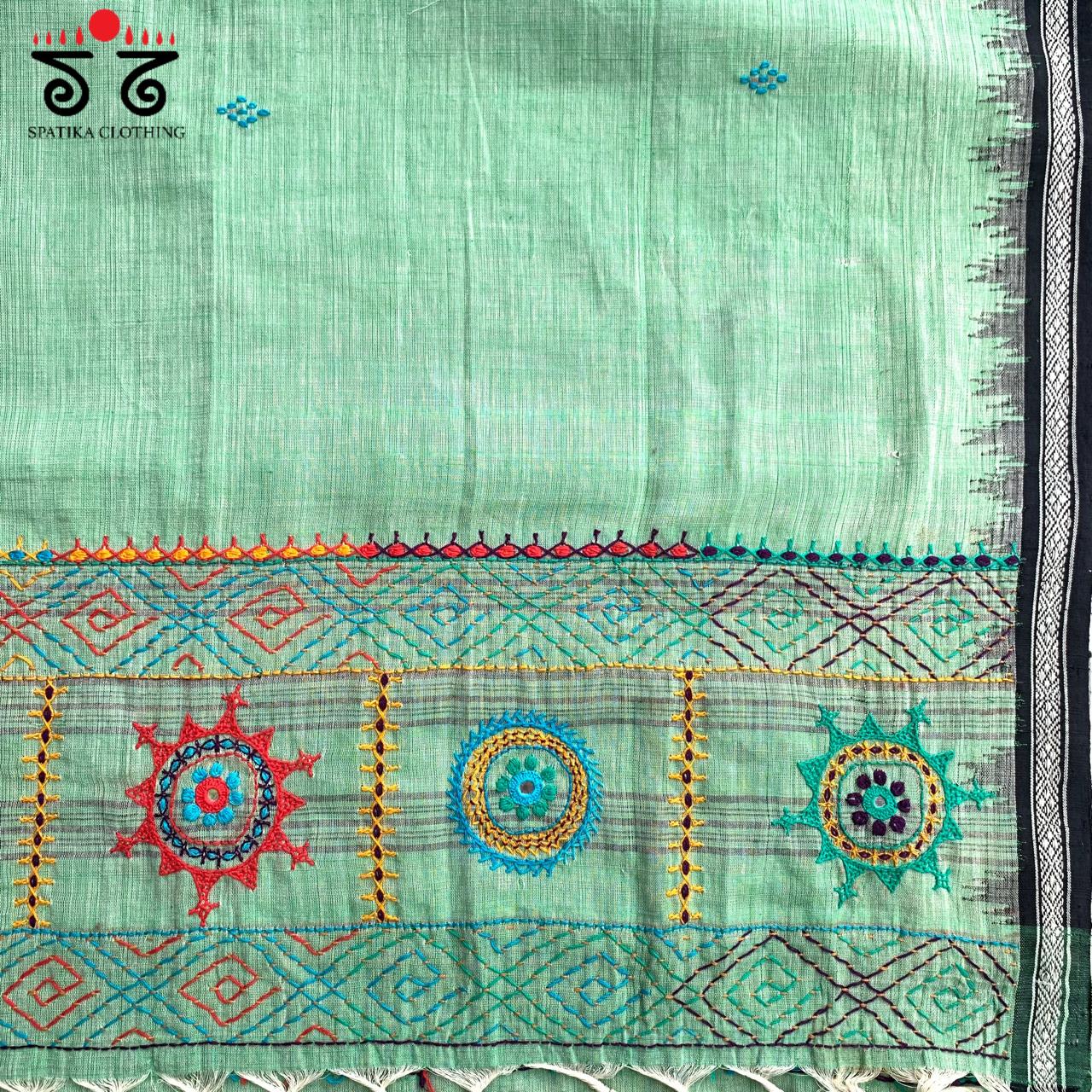 Lambani Handembroidery on Handspun Cotton Dupatta