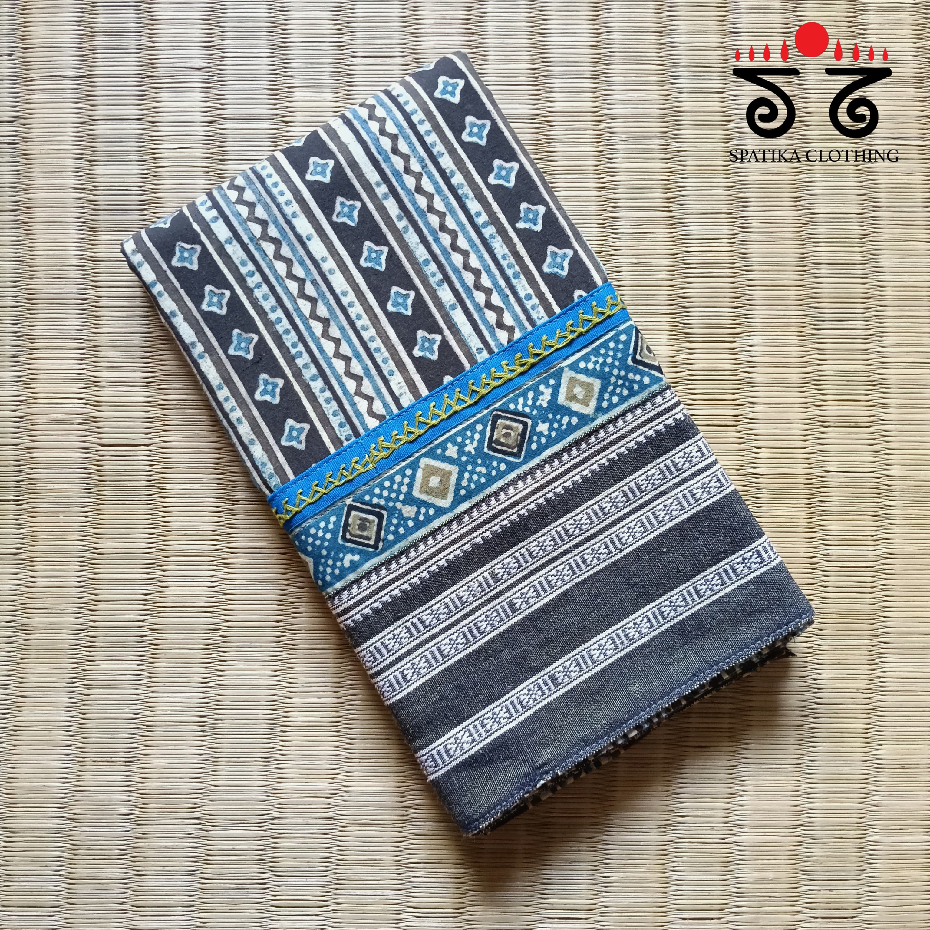 Ajrak hand embroidered Blouse Fabric