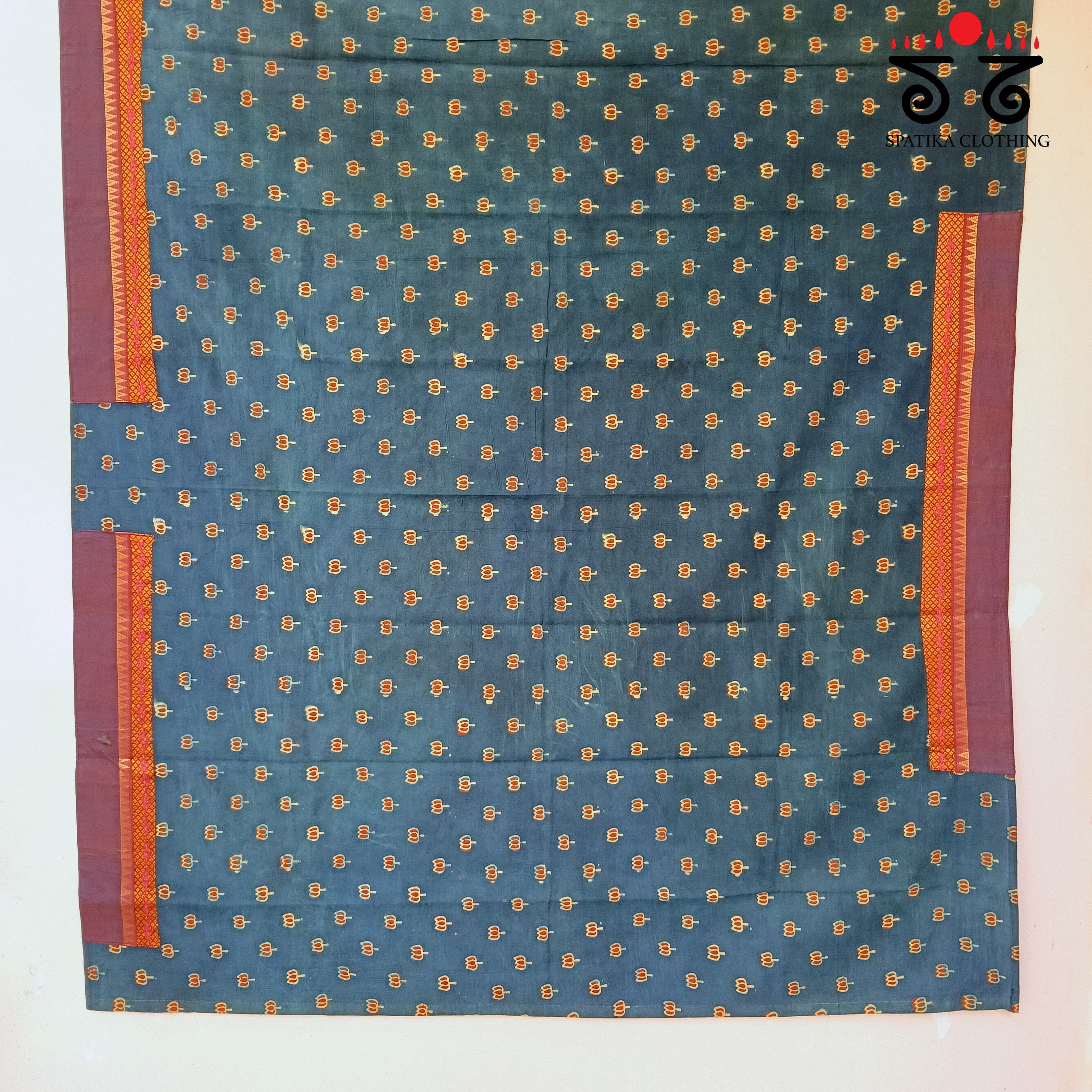 Ajrak hand embroidered Blouse Fabric