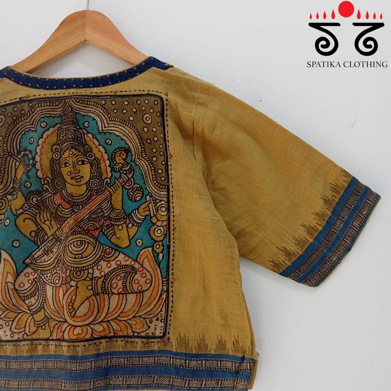 Goddess Saraswathi - Pen Kalamkari Patch Croptop
