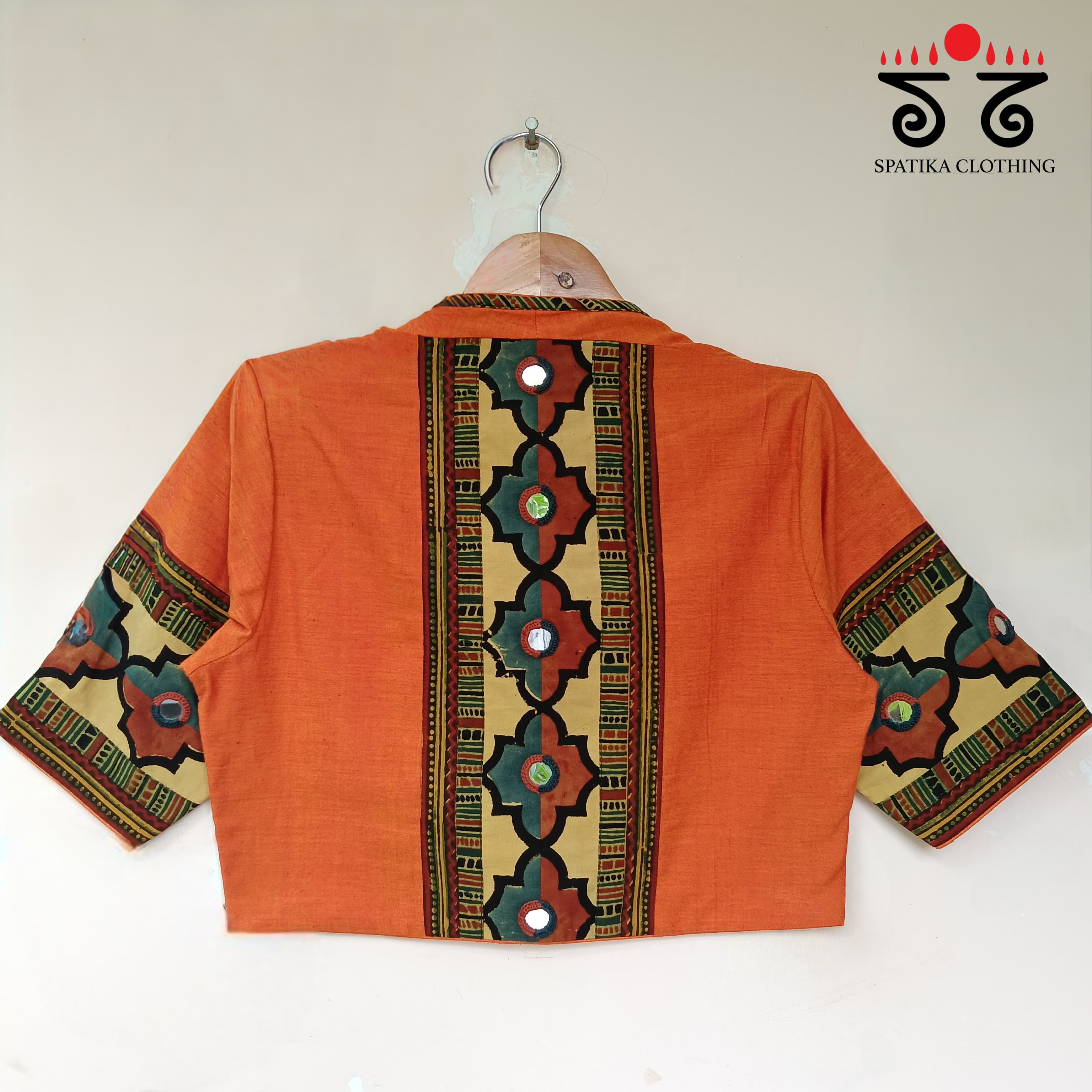 The Solid Ajrakh Mirror Work Blouse