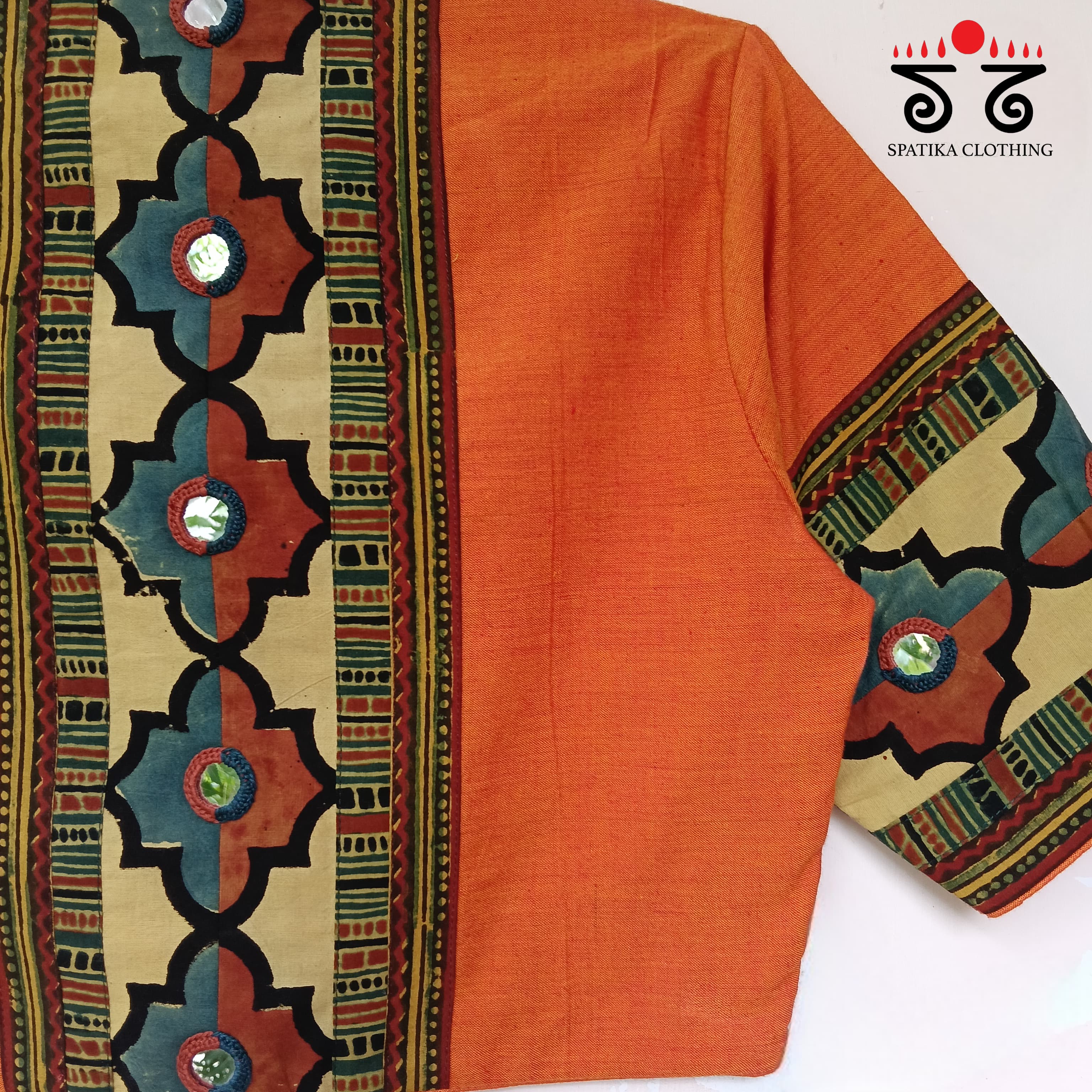 The Solid Ajrakh Mirror Work Blouse