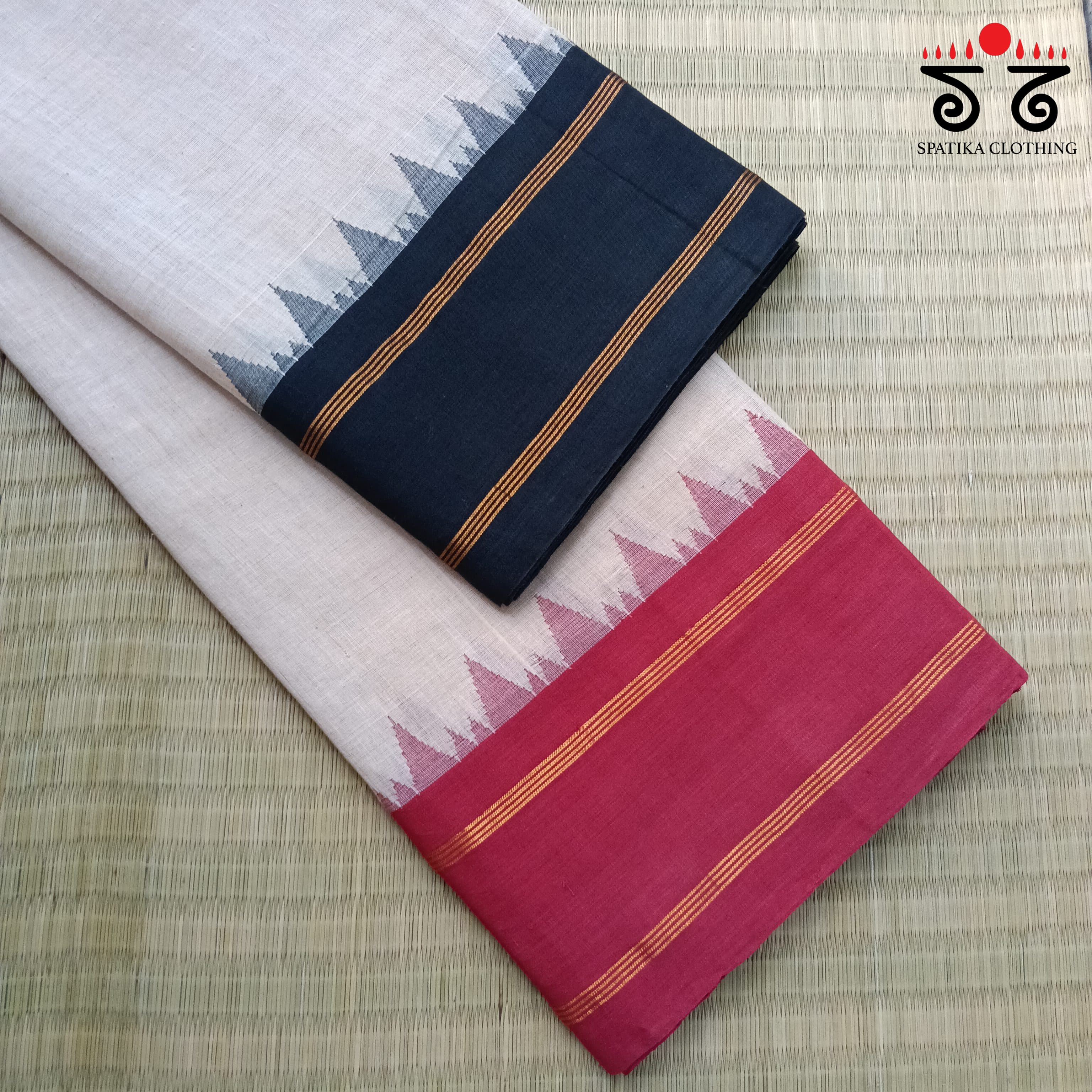 Ponduru Handspun Cotton Saree - Ganga Jamuna Border