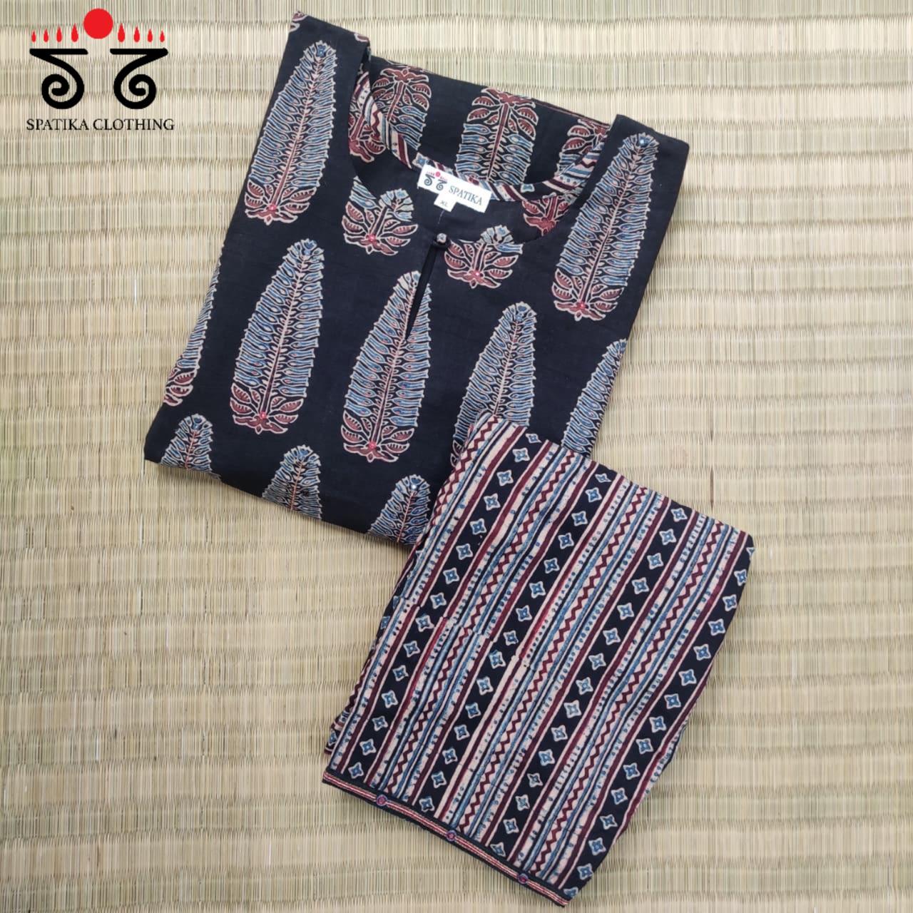 Ajrak Co-ord Set - Black