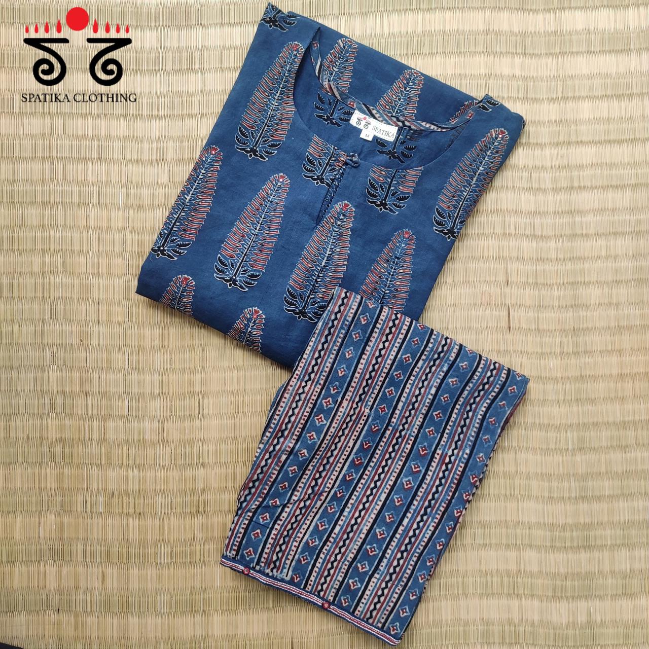 Ajrak Co-ord Set - Blue!