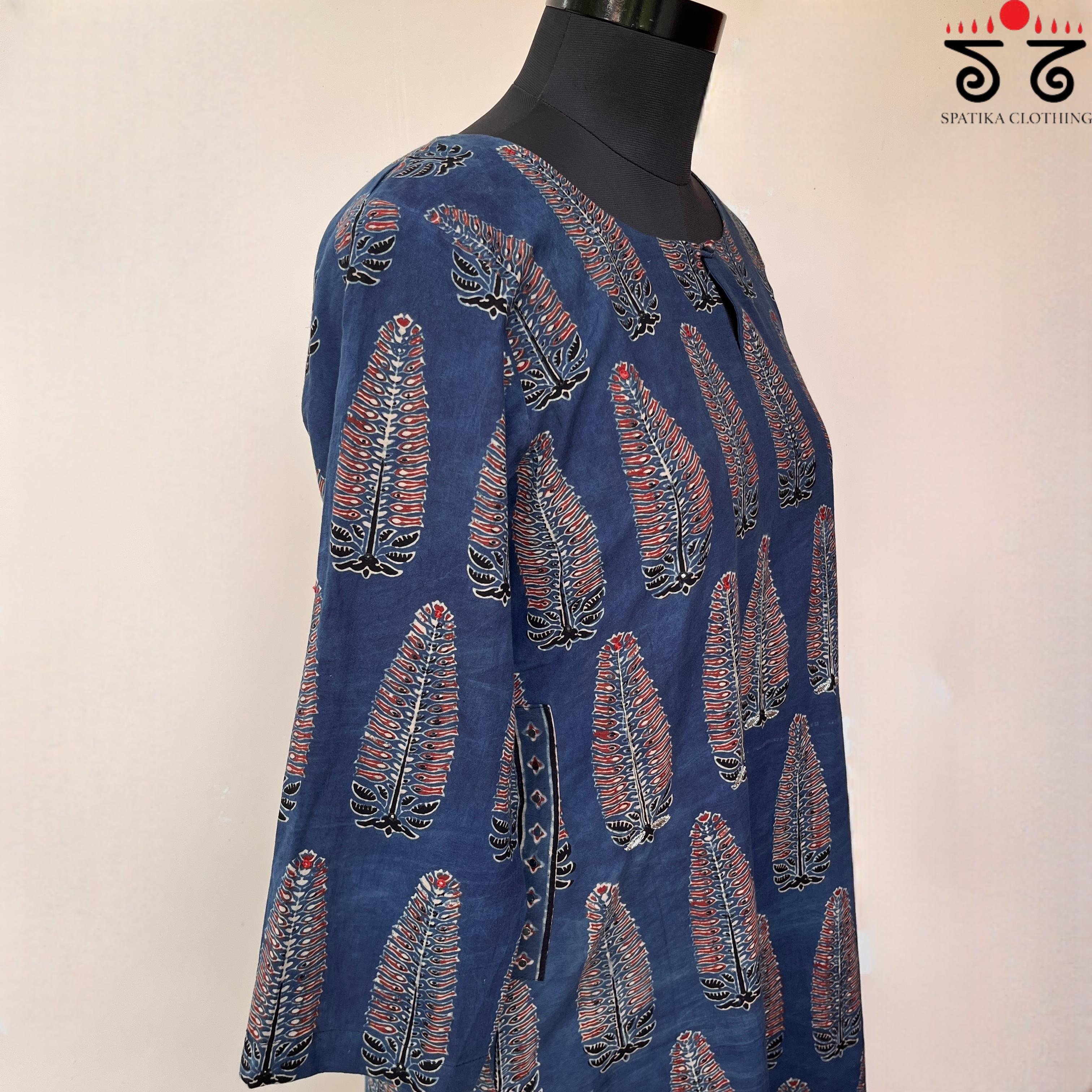 Ajrak Co-ord Set - Blue!
