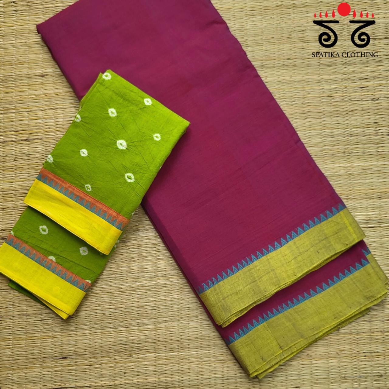 Andhra Handwoven Cotton Saree - Special Blouse