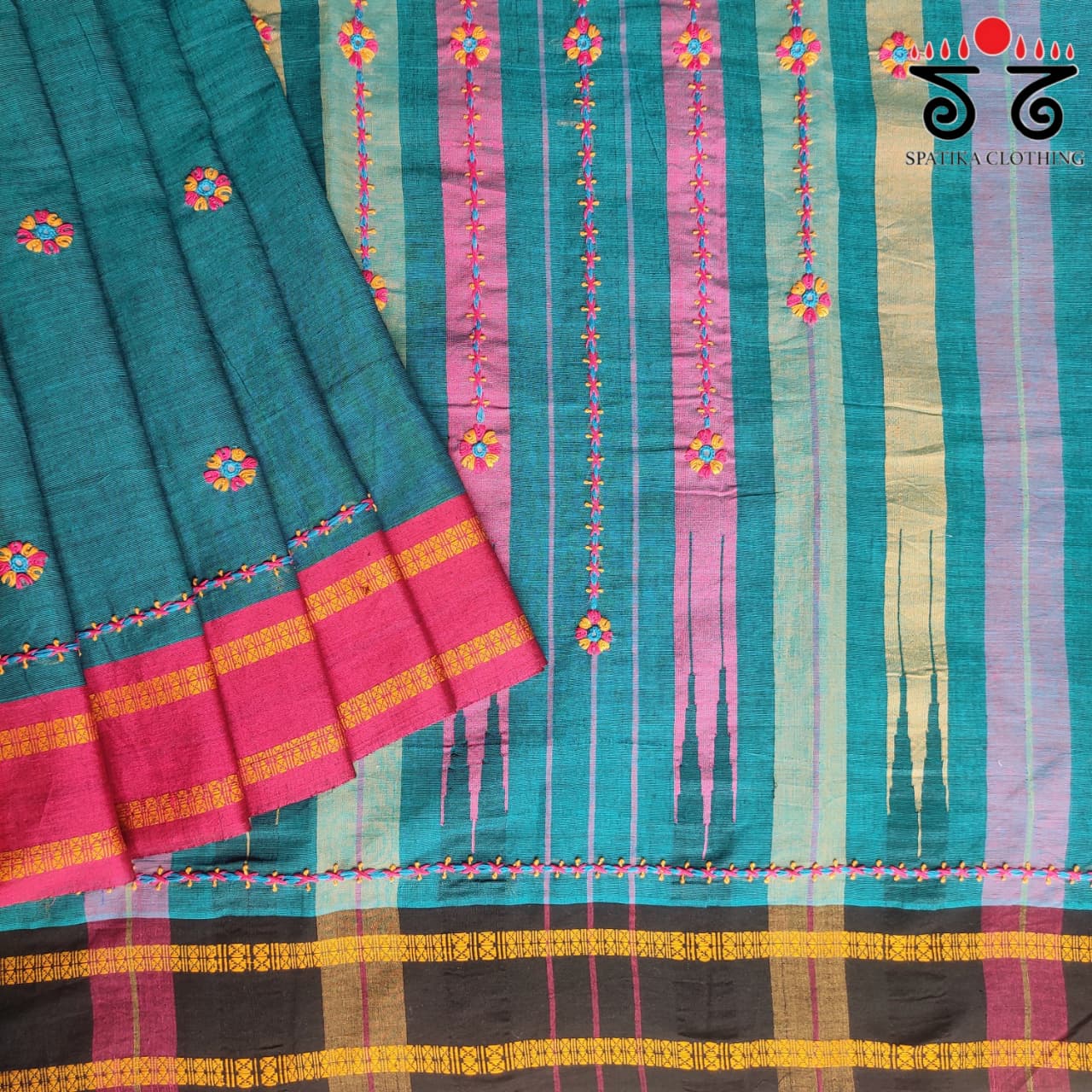 Handembroidered-Andhra Handwoven Cotton Saree