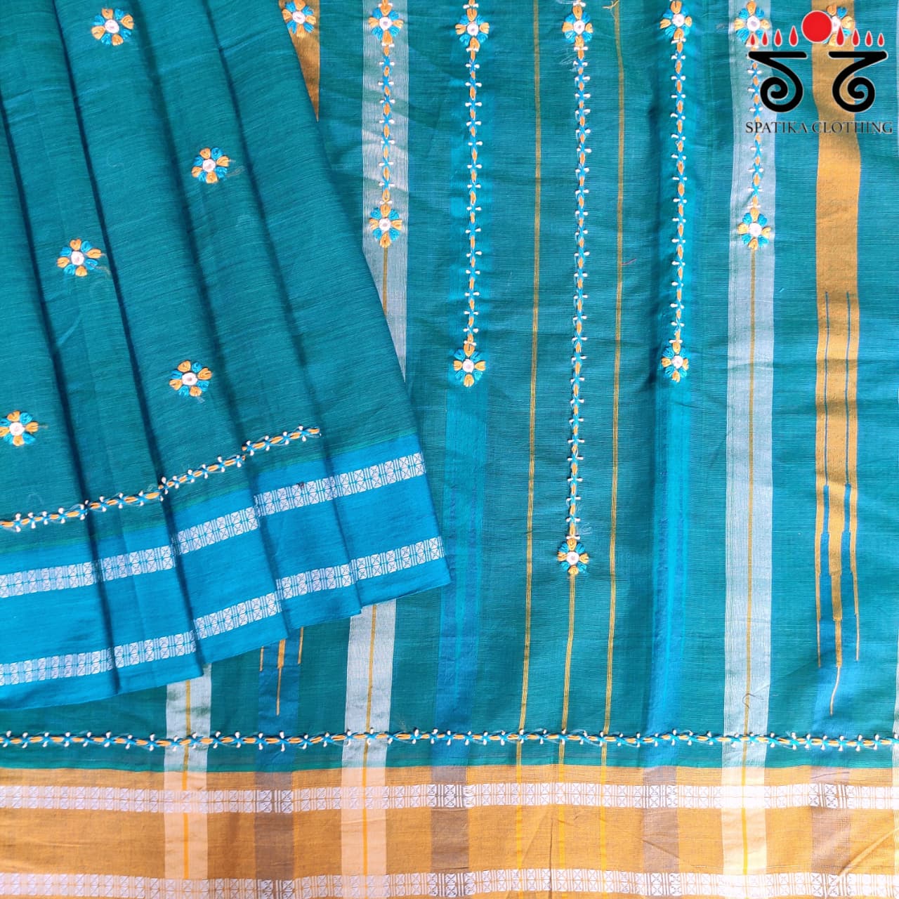 Handembroidered-Andhra Handwoven Cotton Saree