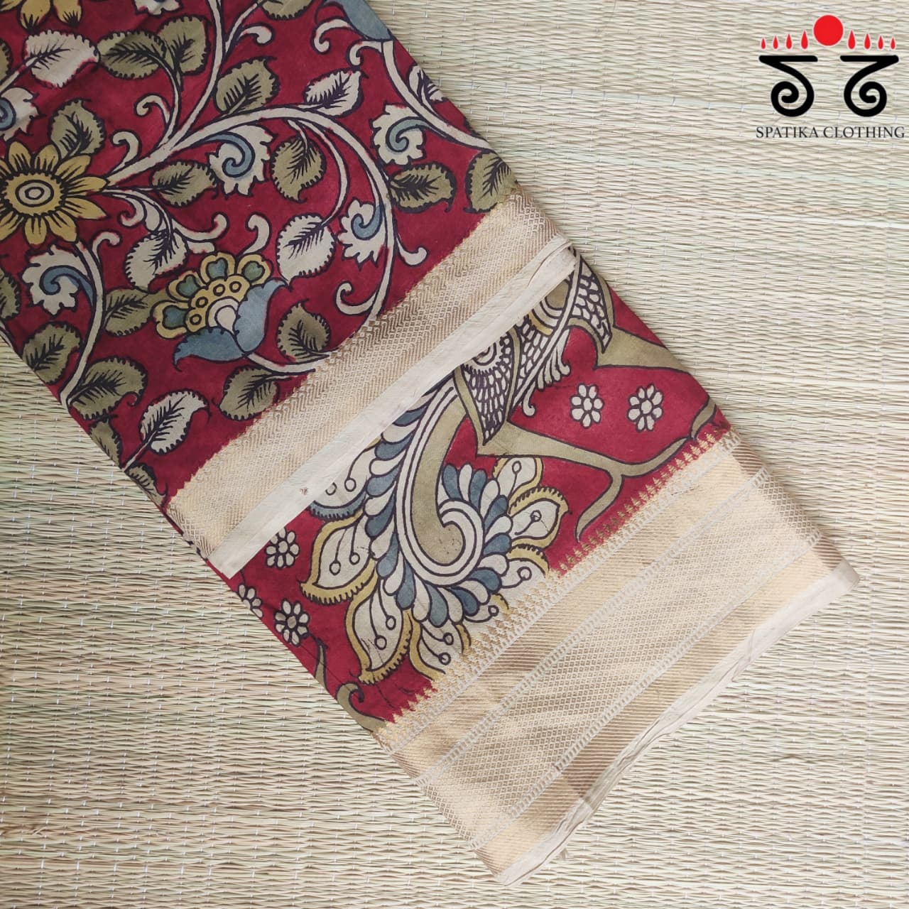 Pen Kalamkari Handpainted Silk Cotton Saree