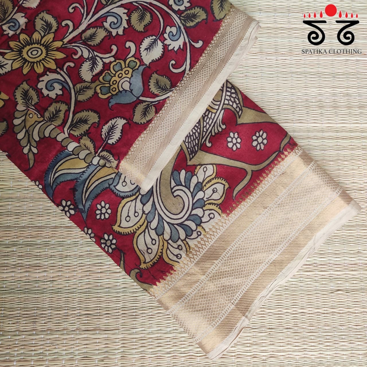 Pen Kalamkari Handpainted Silk Cotton Saree