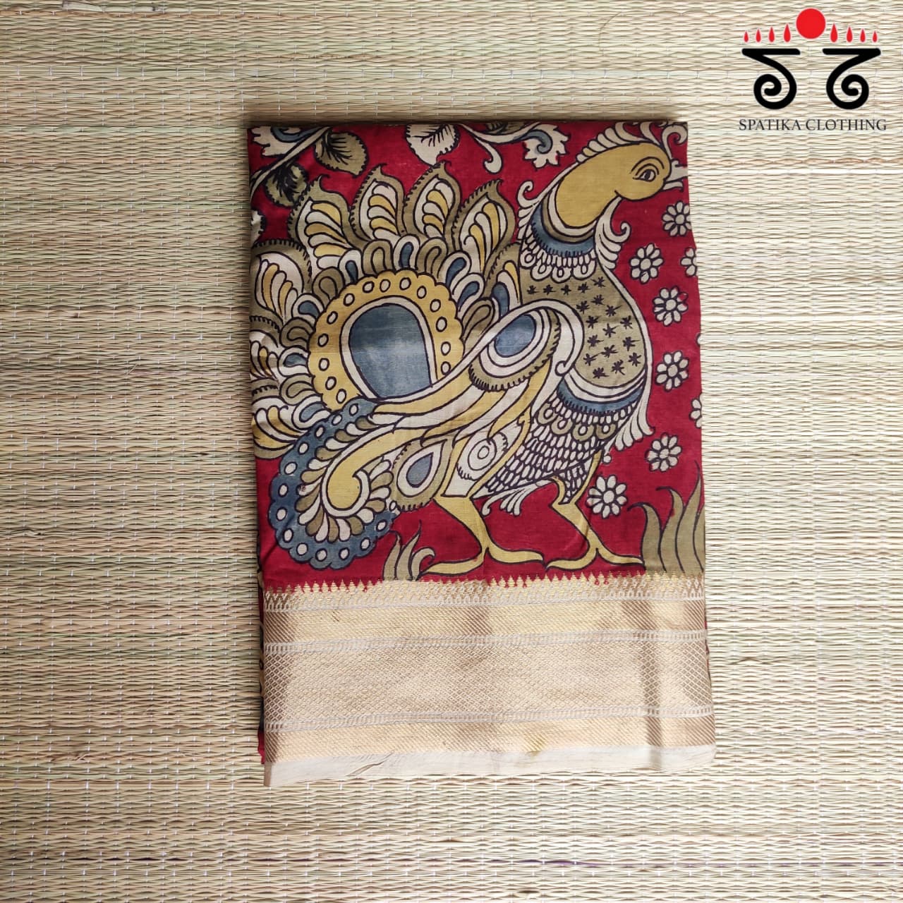 Pen Kalamkari Handpainted Silk Cotton Saree