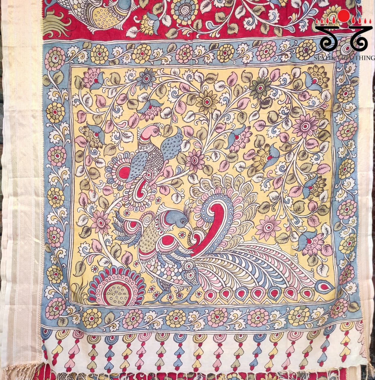 Pen Kalamkari Handpainted Silk Cotton Saree