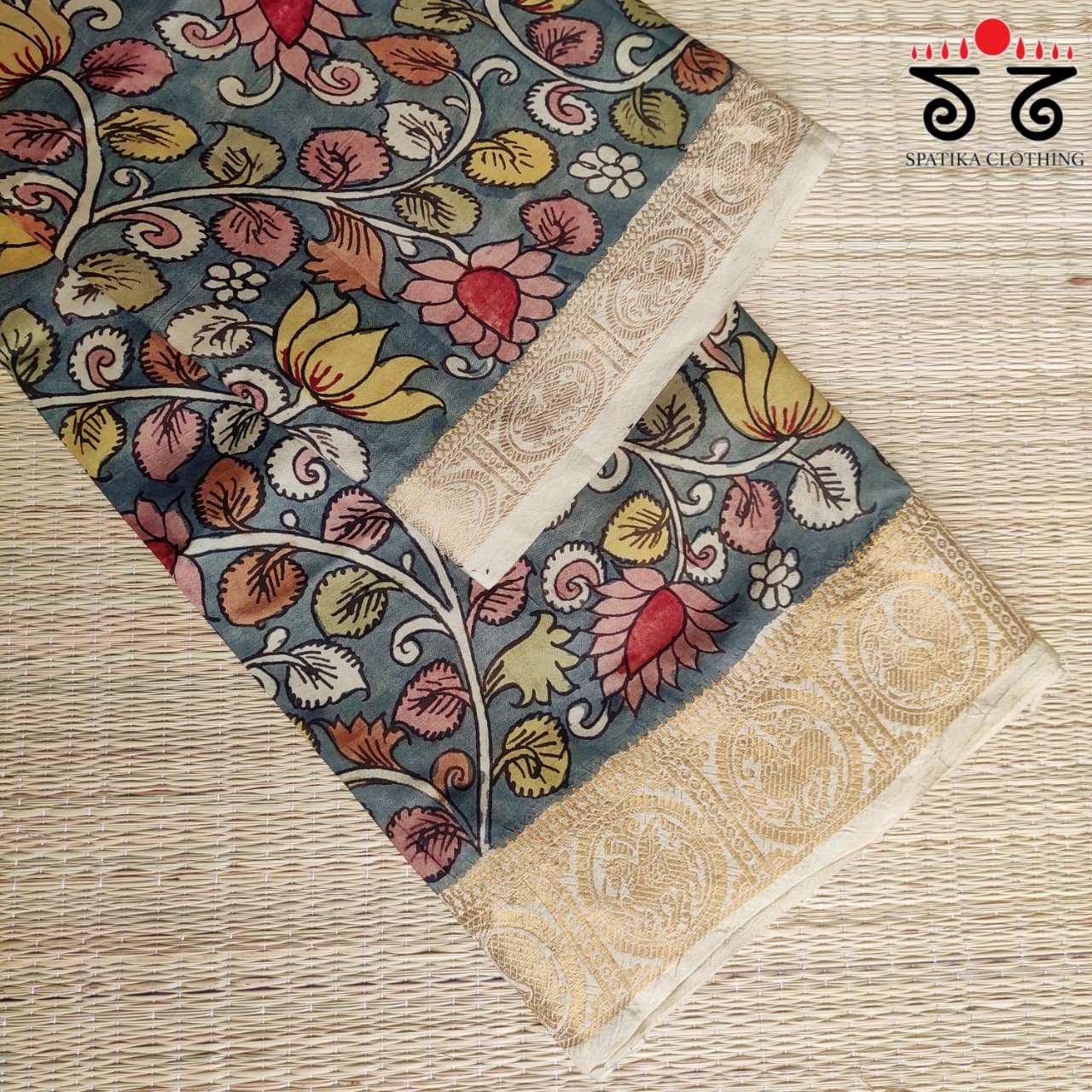 Pen Kalamkari Handpainted Silk Cotton Saree