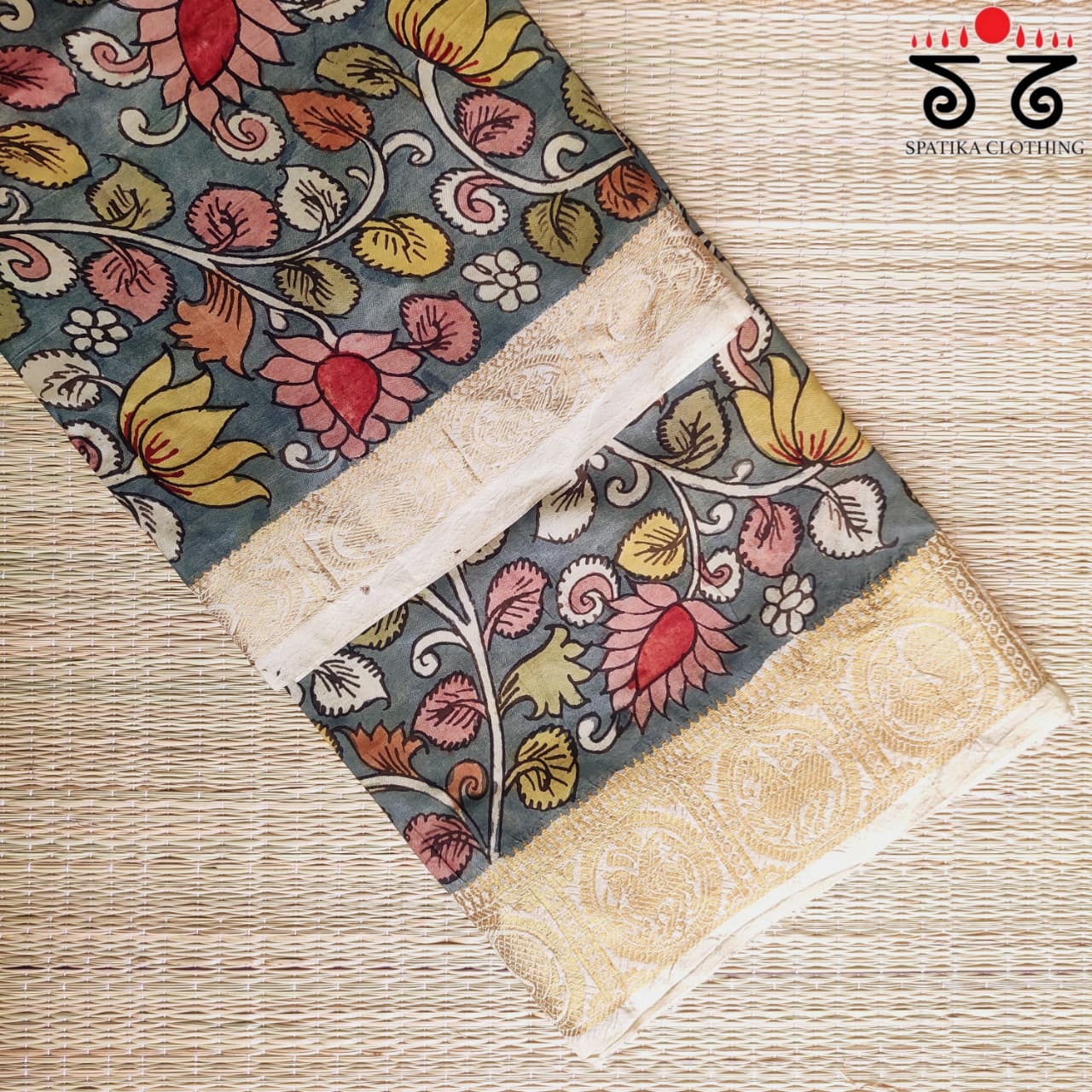 Pen Kalamkari Handpainted Silk Cotton Saree
