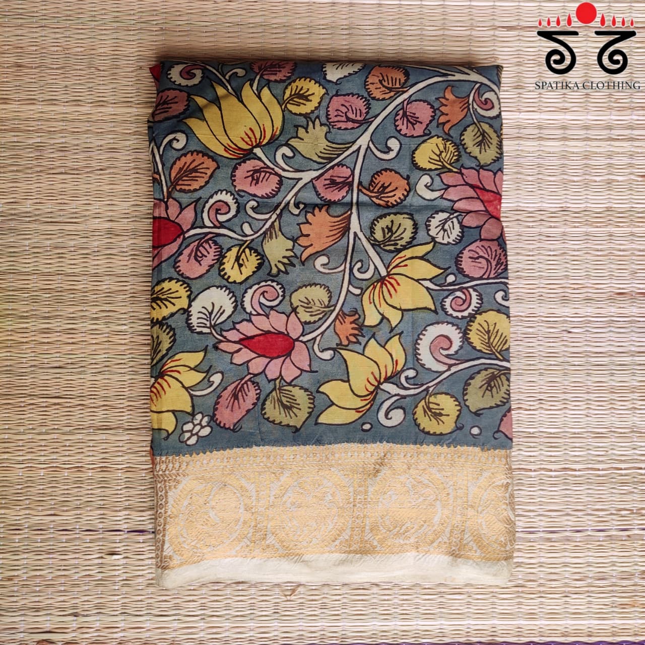 Pen Kalamkari Handpainted Silk Cotton Saree