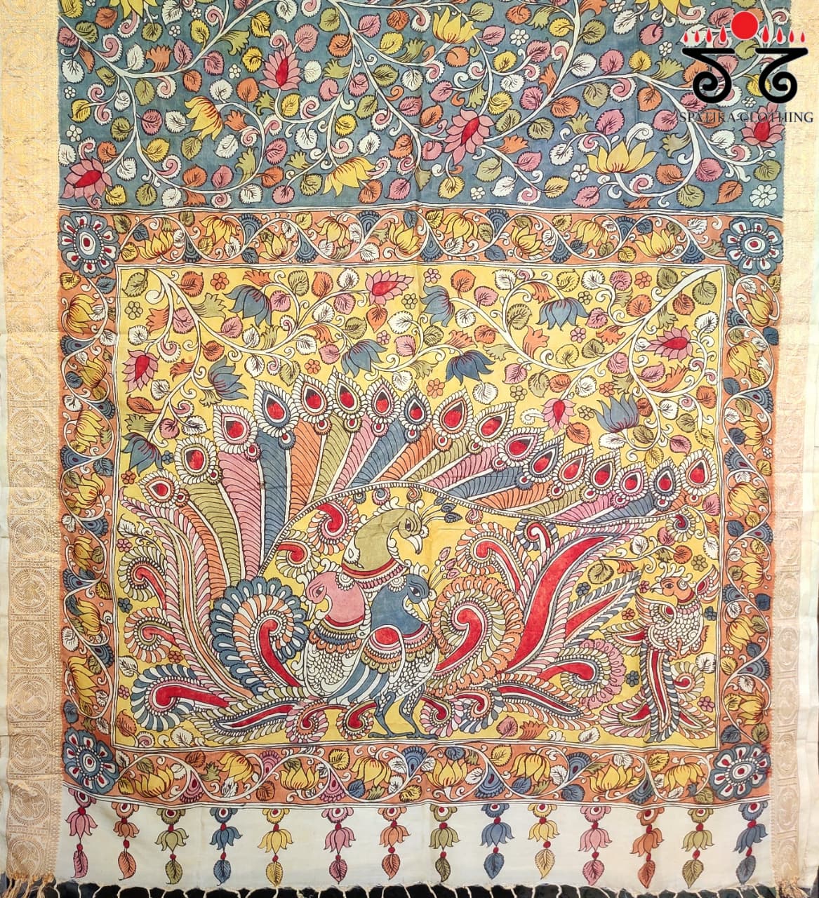 Pen Kalamkari Handpainted Silk Cotton Saree