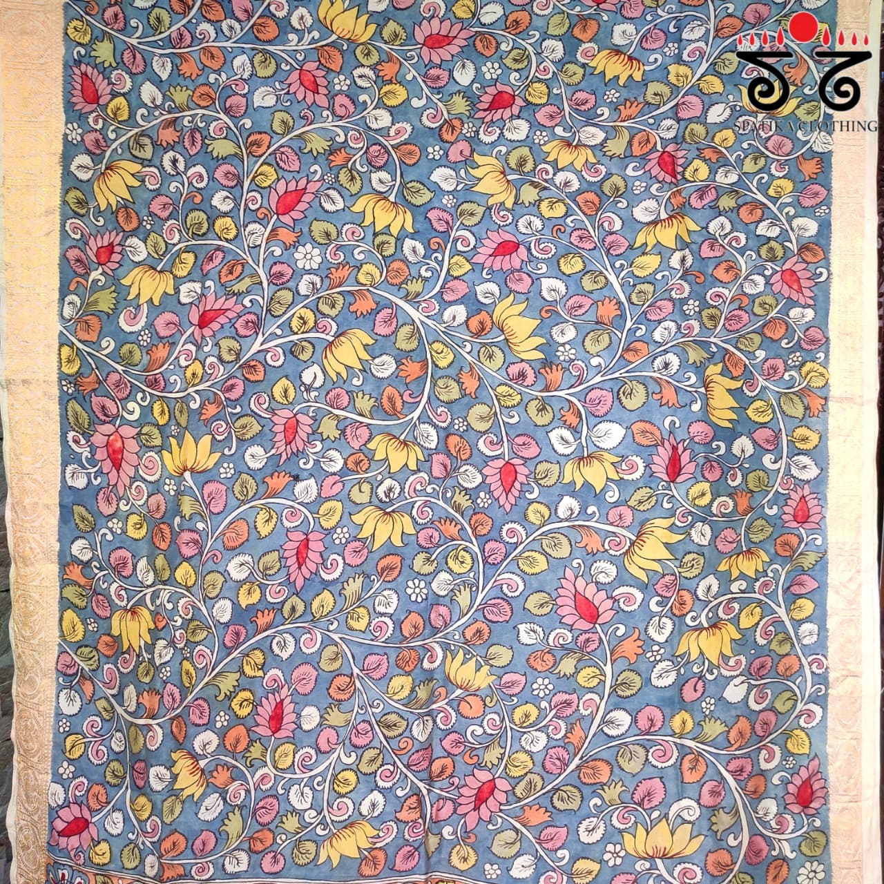 Pen Kalamkari Handpainted Silk Cotton Saree