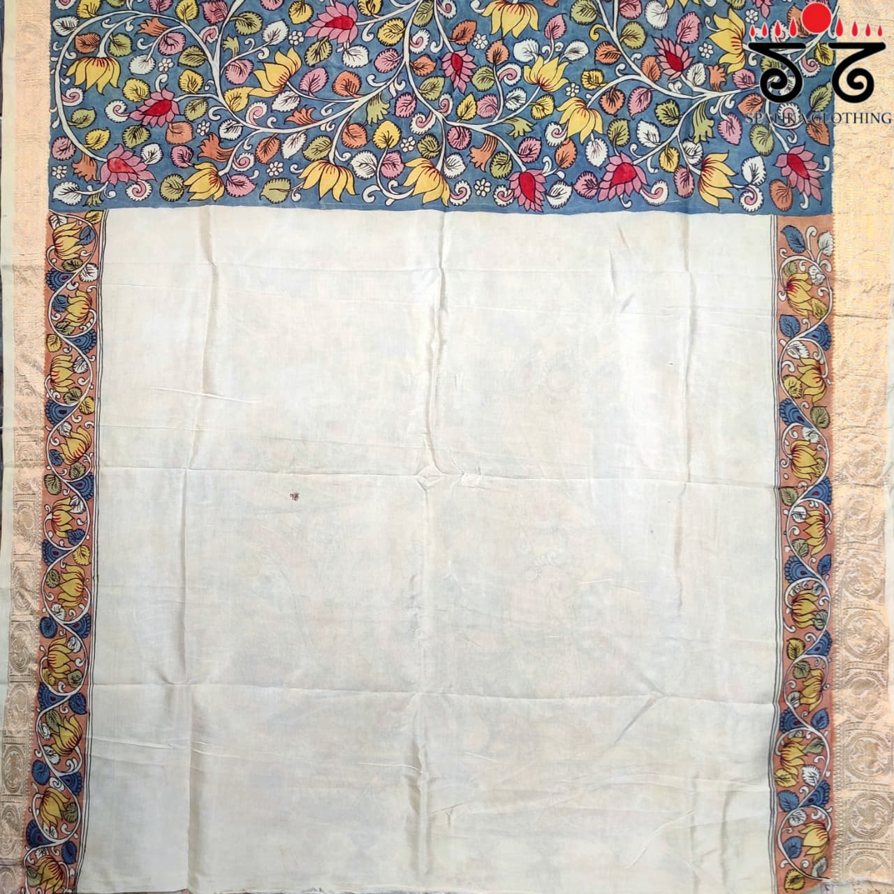Pen Kalamkari Handpainted Silk Cotton Saree