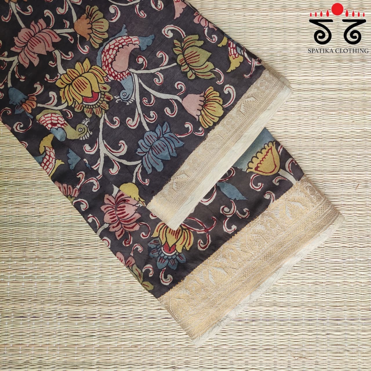 Pen Kalamkari Handpainted Silk Cotton Saree