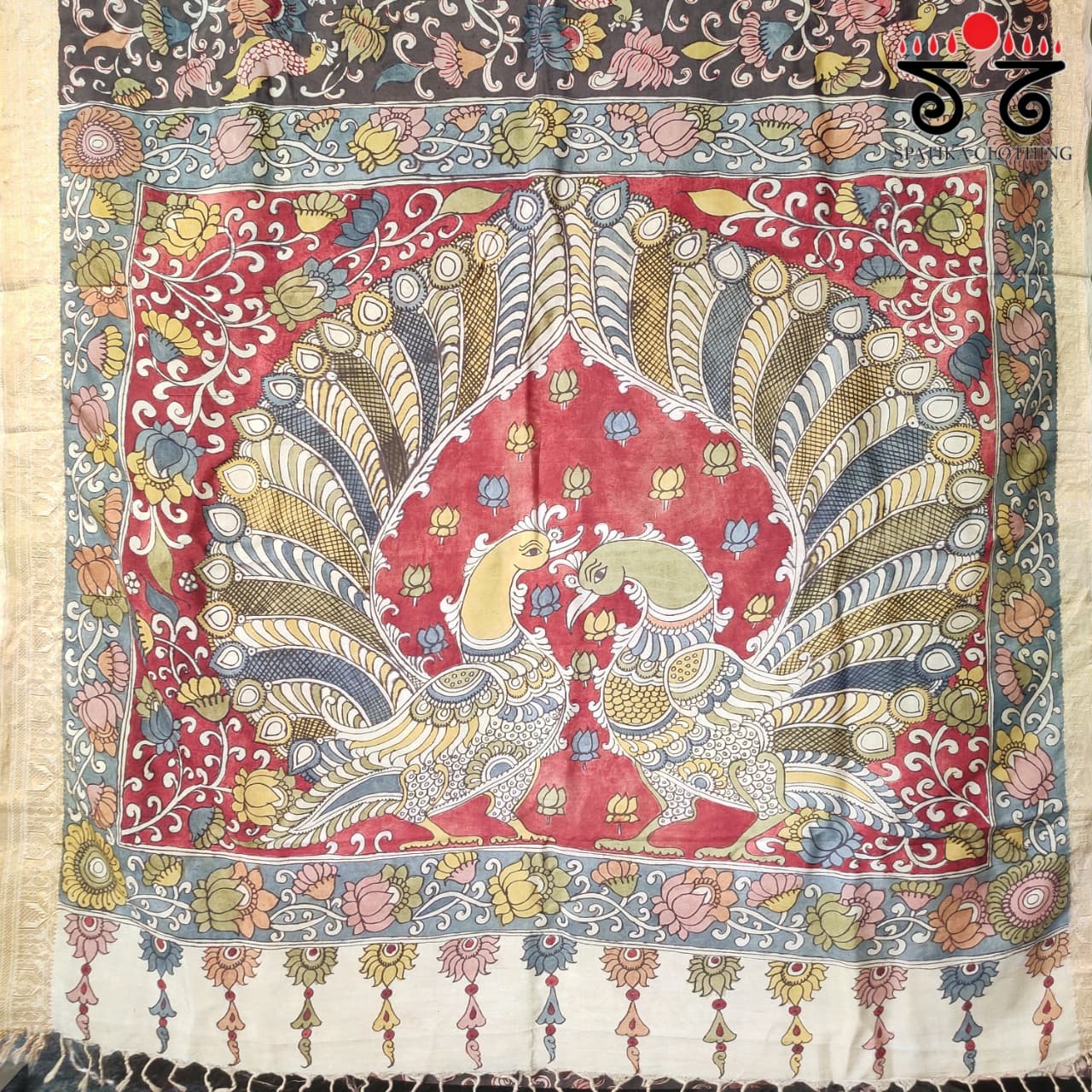 Pen Kalamkari Handpainted Silk Cotton Saree