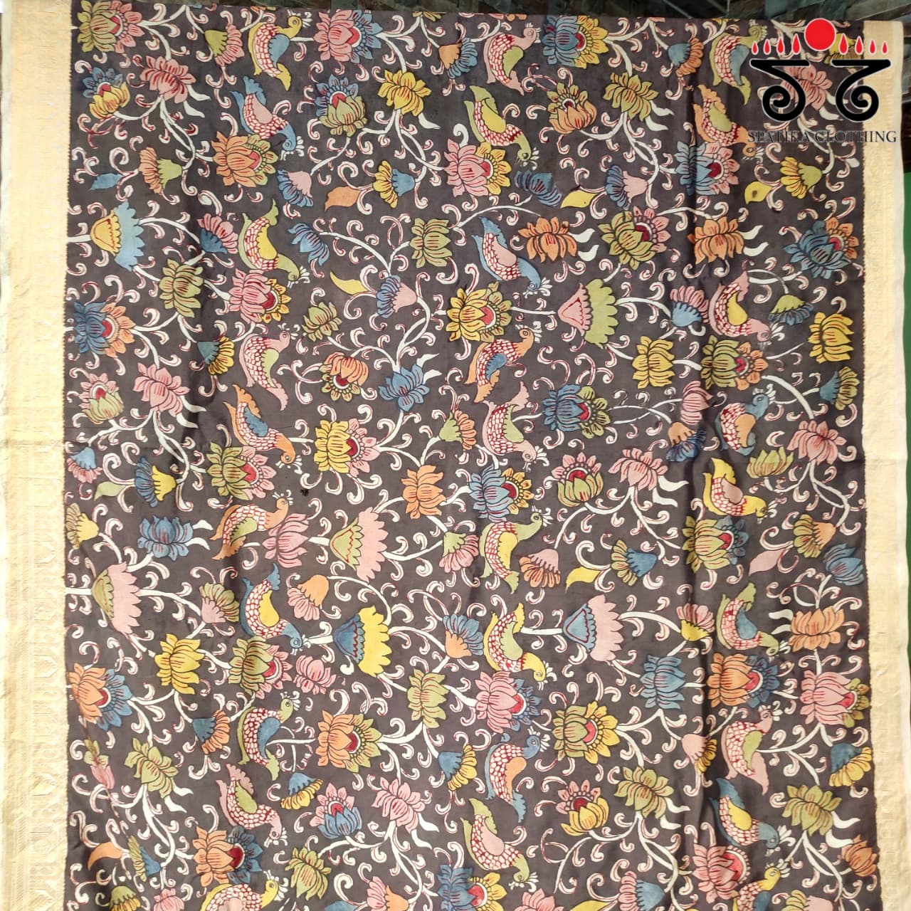 Pen Kalamkari Handpainted Silk Cotton Saree