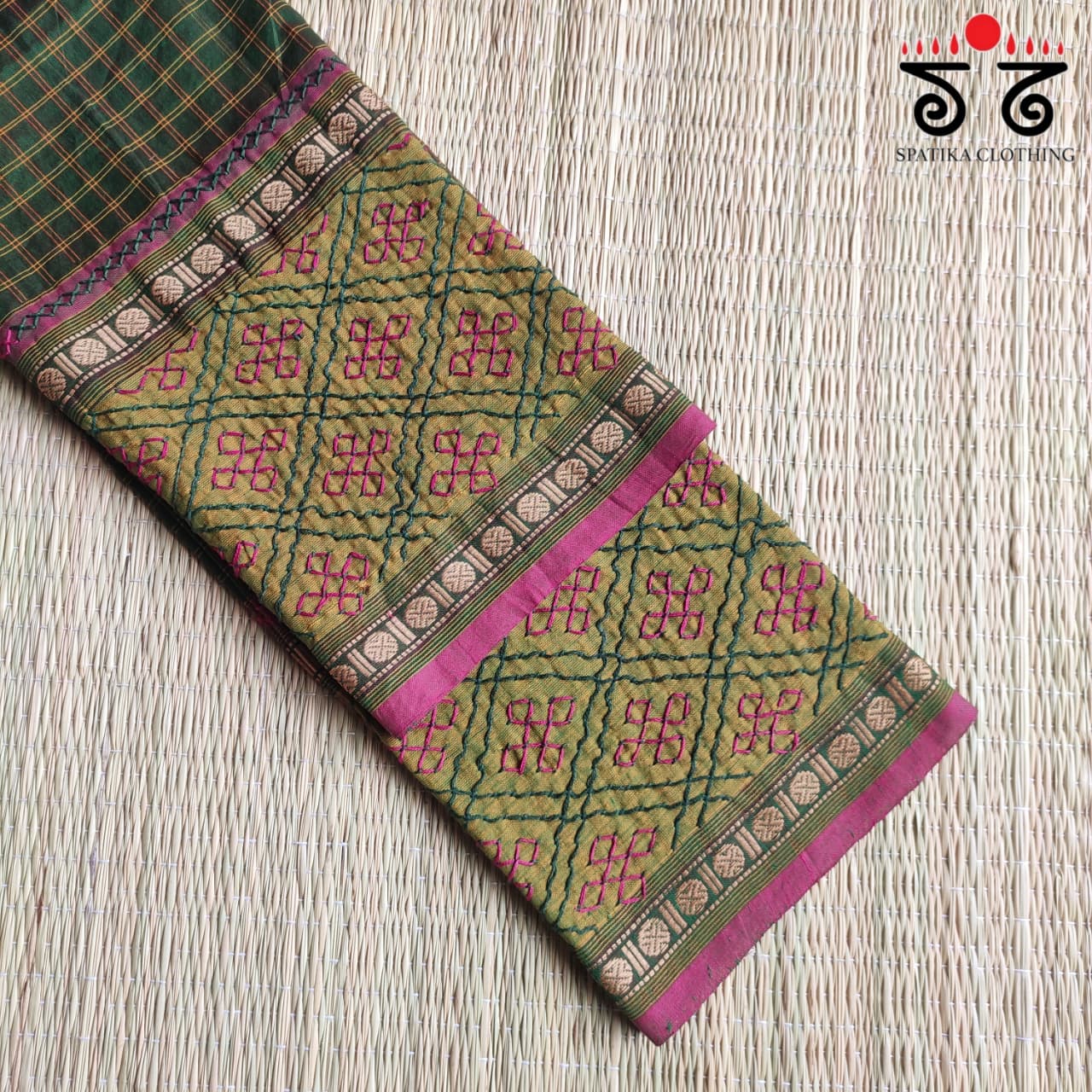 Hand-embroidered Kanchi cotton Blouse Fabric