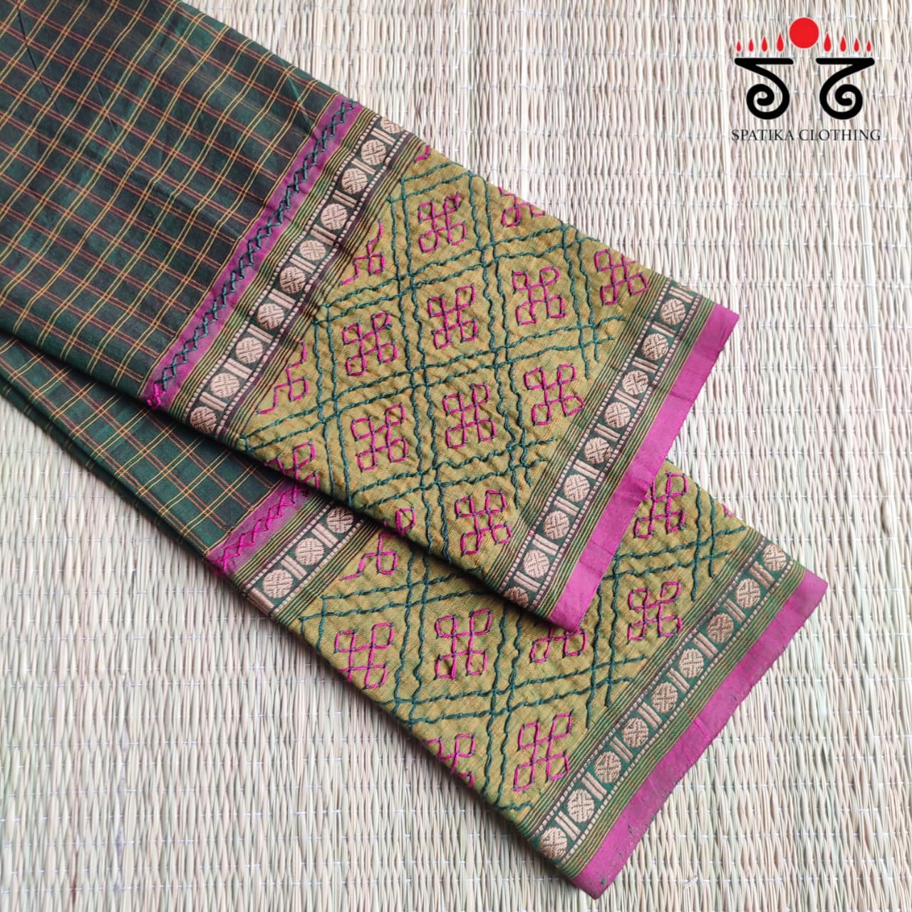 Hand-embroidered Kanchi cotton Blouse Fabric