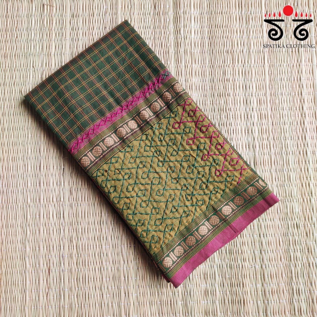 Hand-embroidered Kanchi Cotton Blouse Fabric