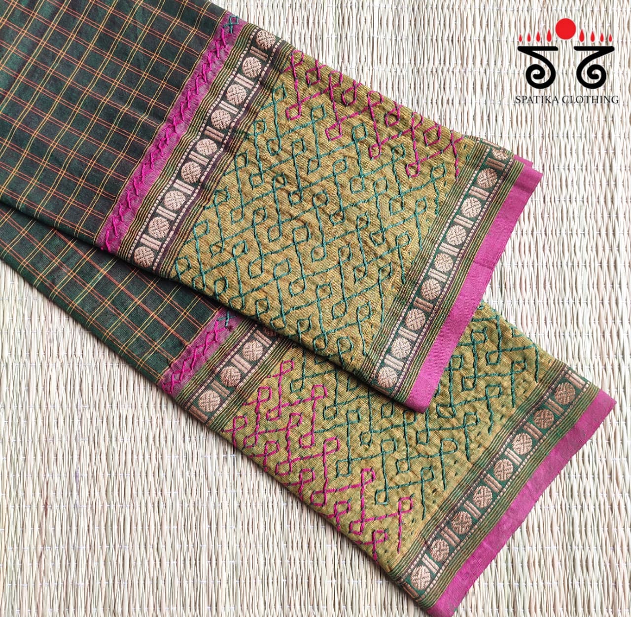 Hand-embroidered Kanchi Cotton Blouse Fabric