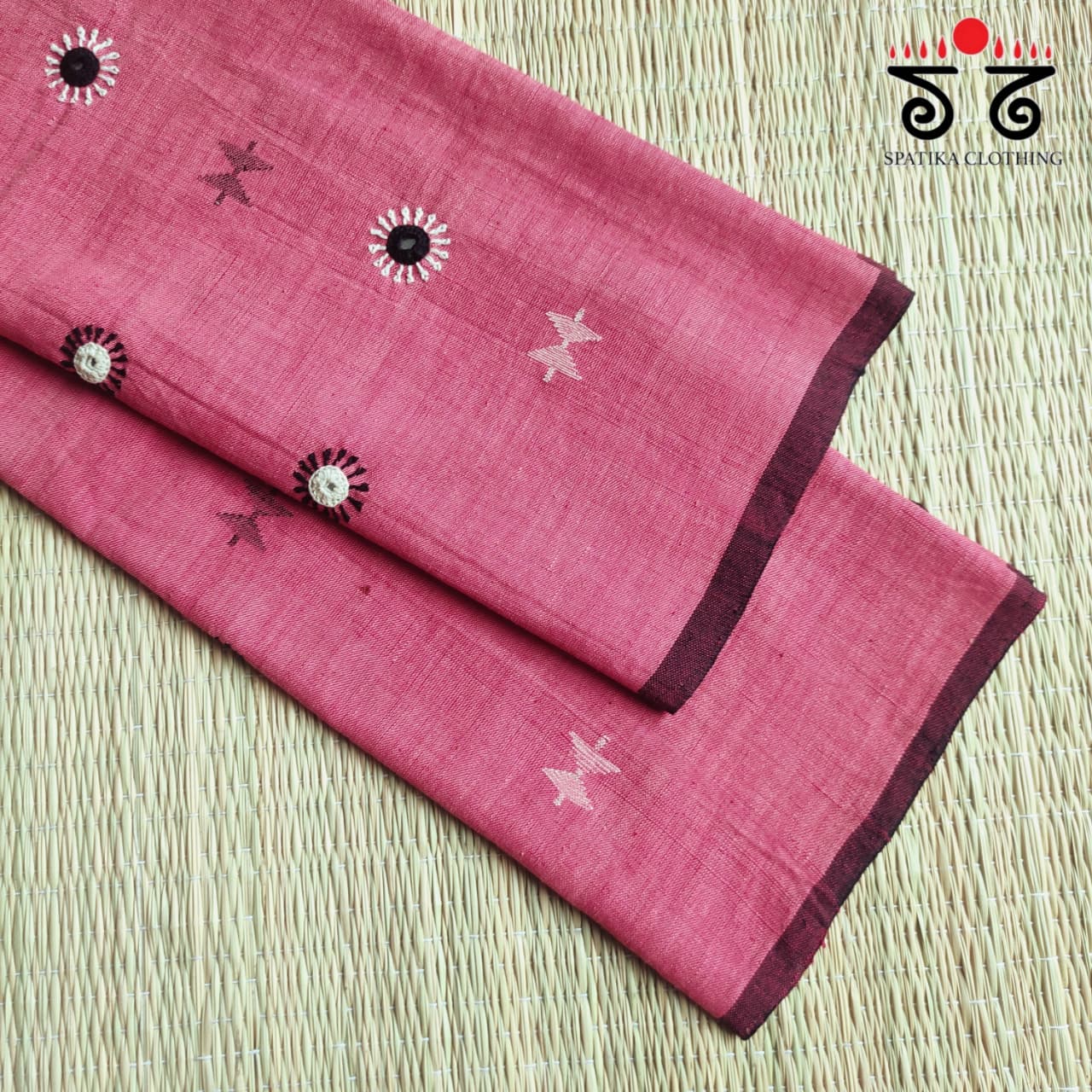 Jamdhani Handembroidered Cotton Blouse Fabric