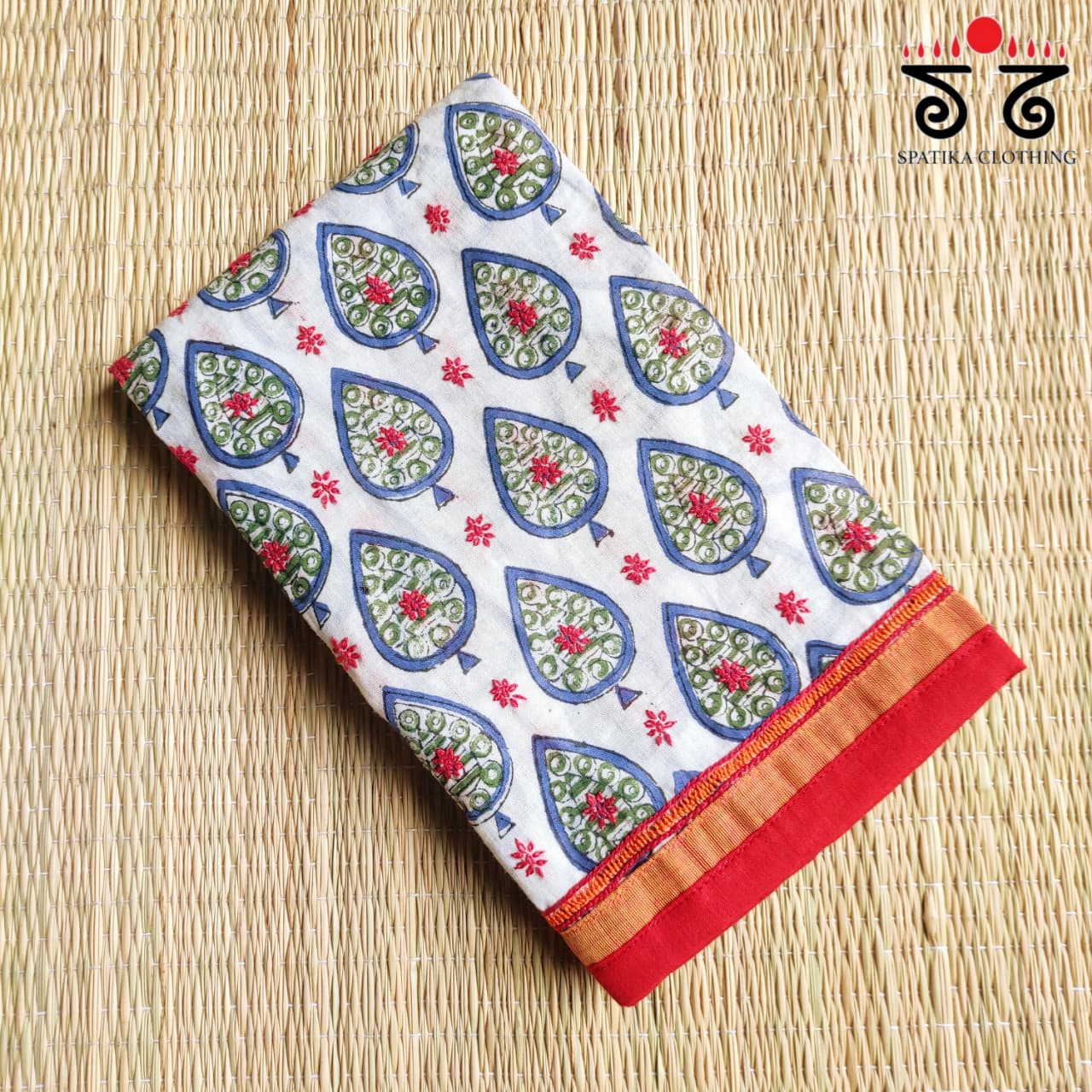 Handembroiderd Hand Block print Cotton Blouse Fabric