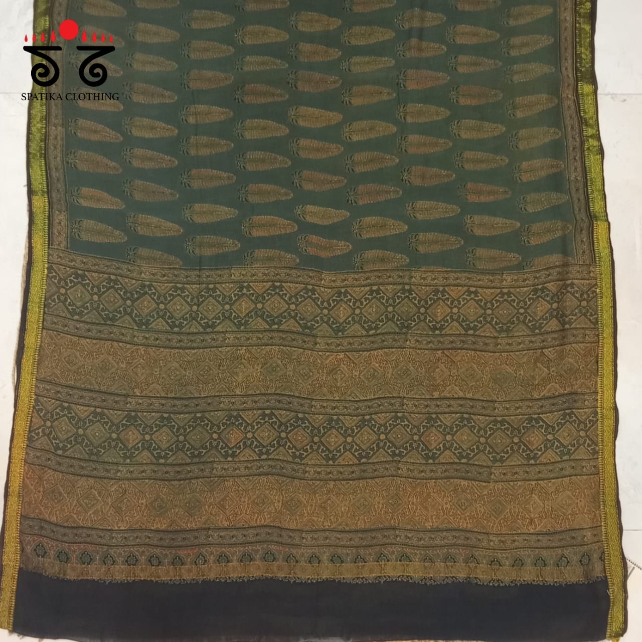 Ajrak Handblock Print on Silk Cotton Saree