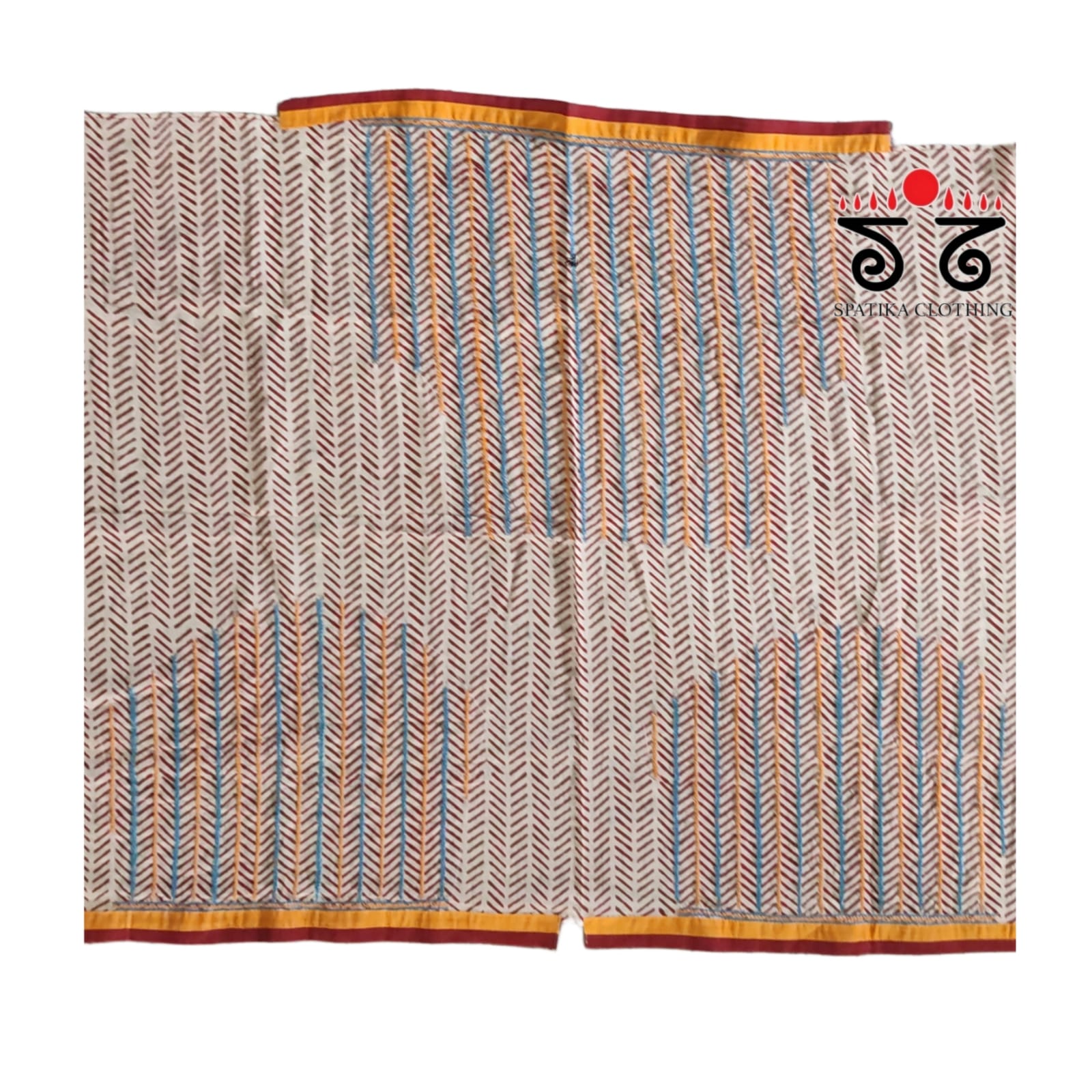 Handembroiderd -Hand Block print Cotton Blouse Fabric